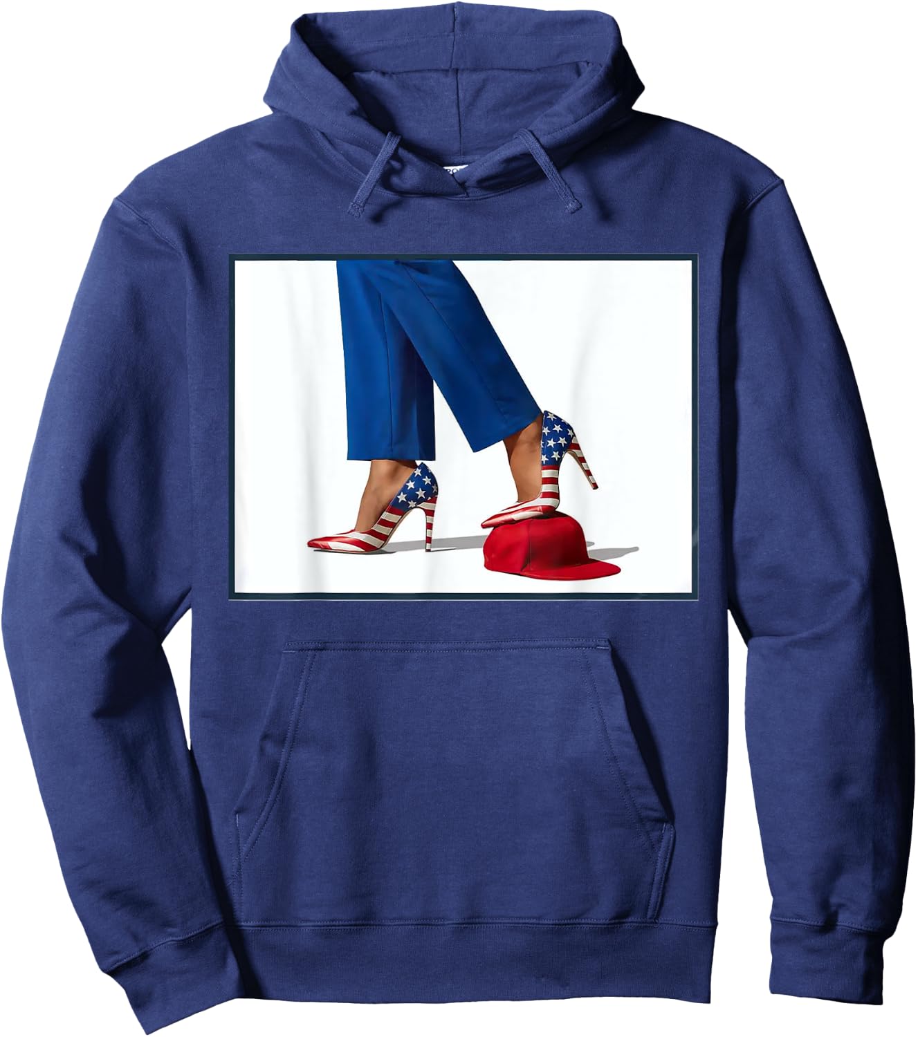 Kamala Harris High Heels Stepping On Red Maga Hat Hoodie - Hoodie | Navy