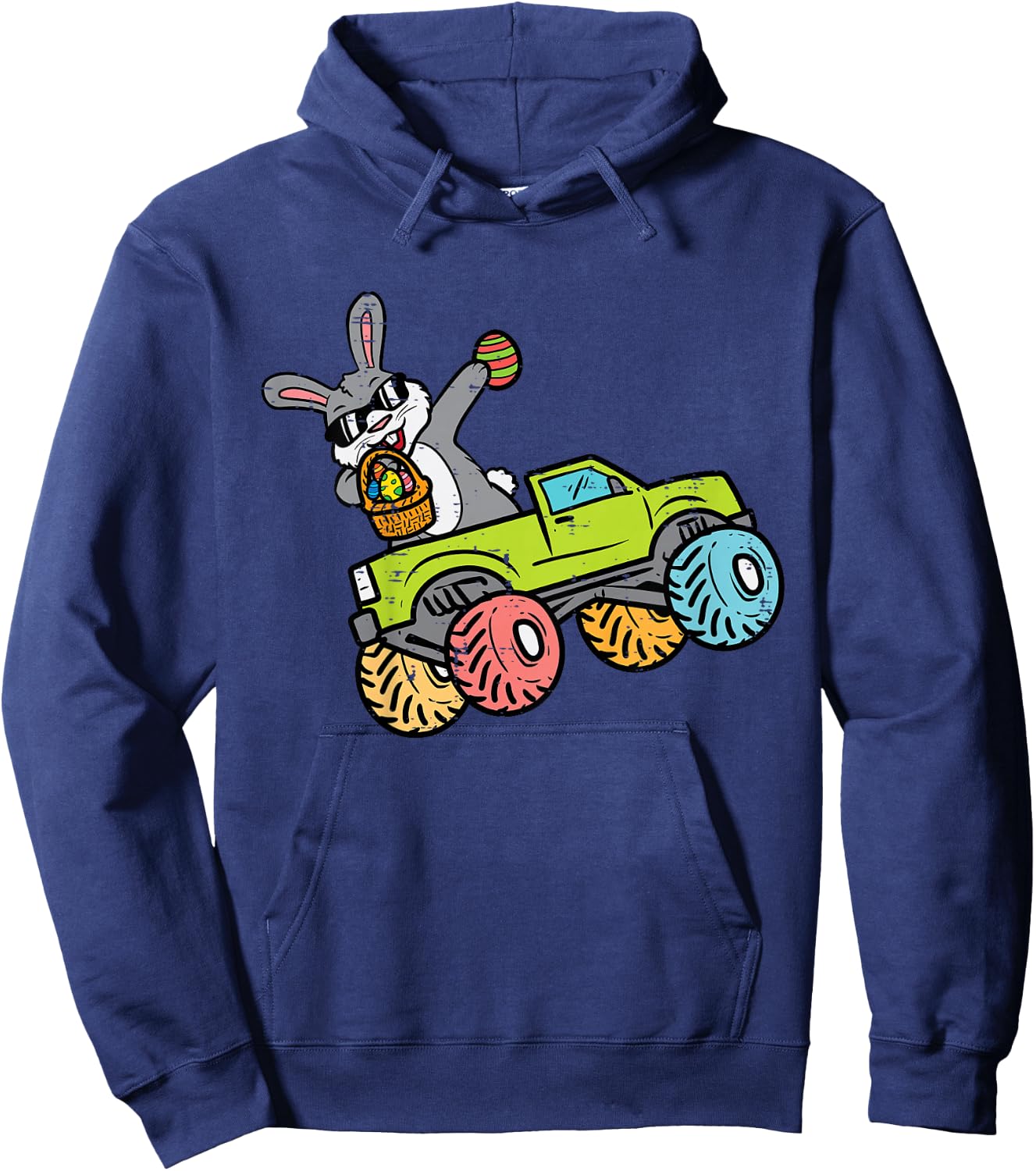 Kids Easter Bunny Dab On Monster Truck Rabbit Toddler Boys Kids Hoodie - Hoodie | Navy