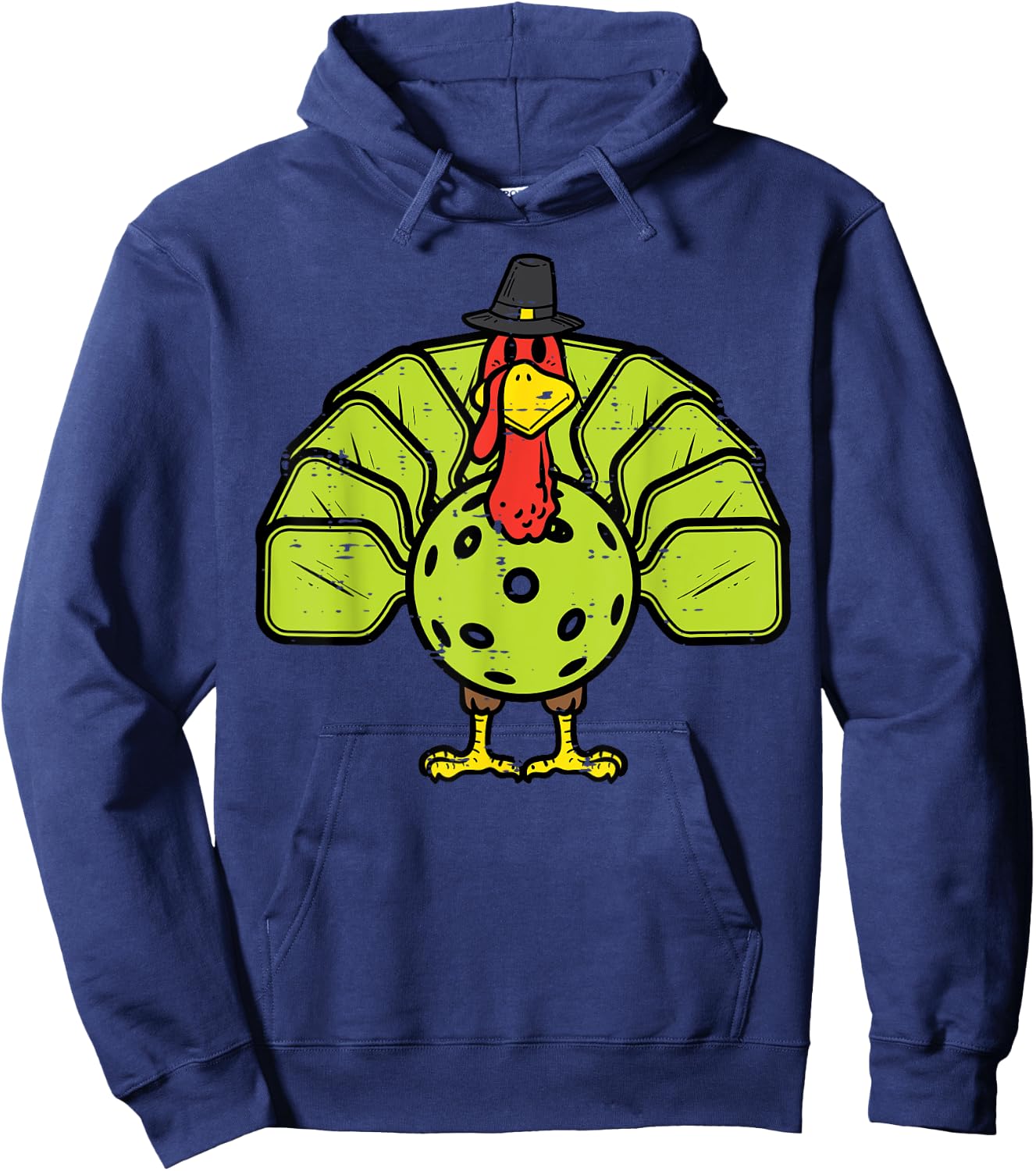 Thanksgiving Turkey Pickleball Pickle Ball Men Women Kids Hoodie - Hoodie | Navy