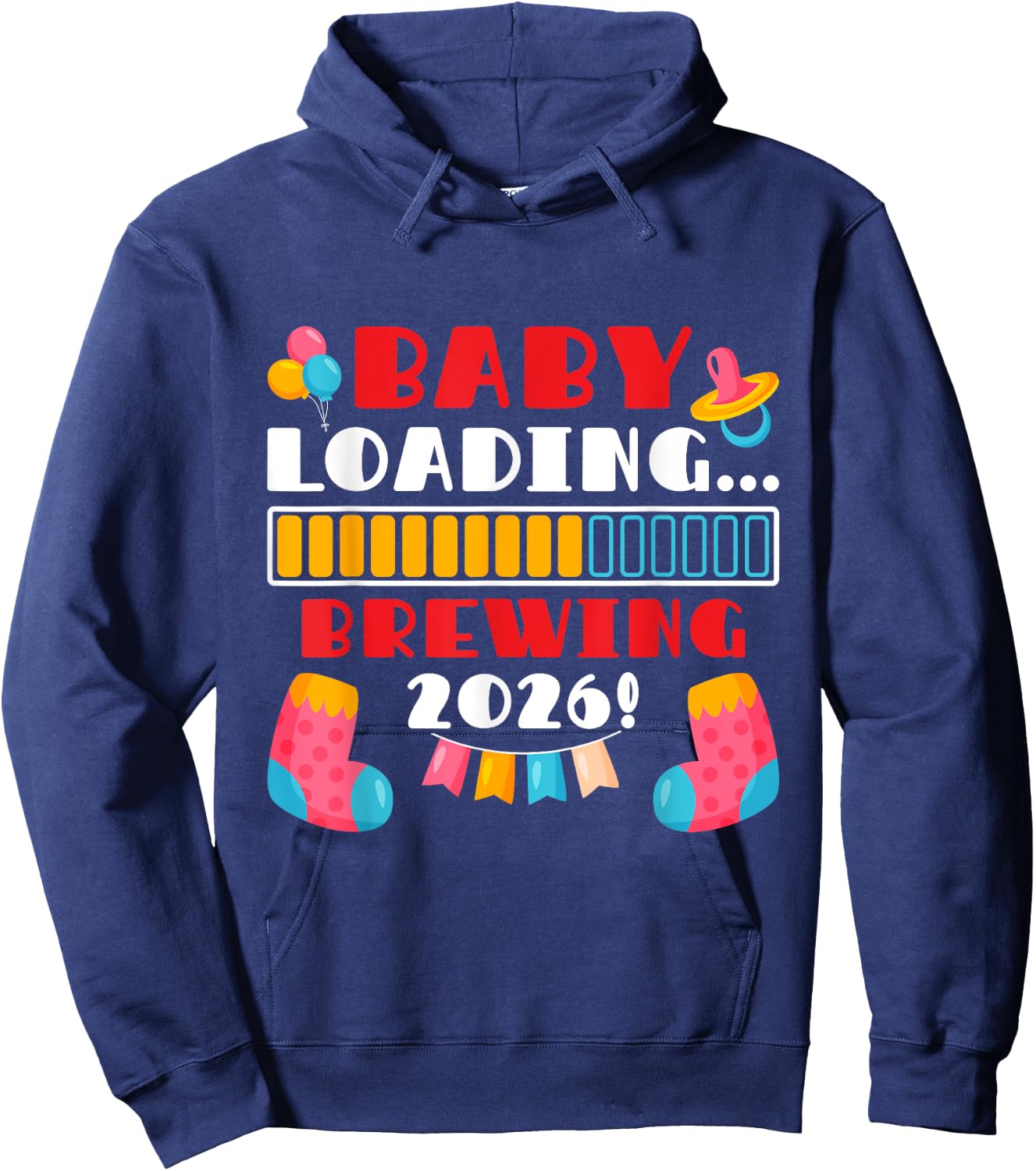 Pregnancy BABY LOADING BREWING 2026 Expecting Mother Hoodie - Hoodie | Navy