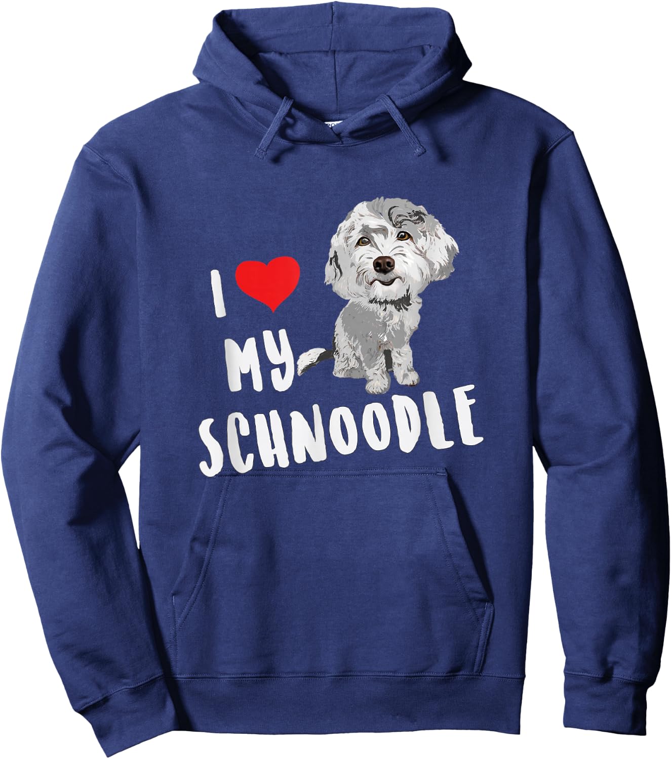 I Love My Schnoodle Design Funny Cute Dog Men Women Kids Hoodie - Hoodie | Navy