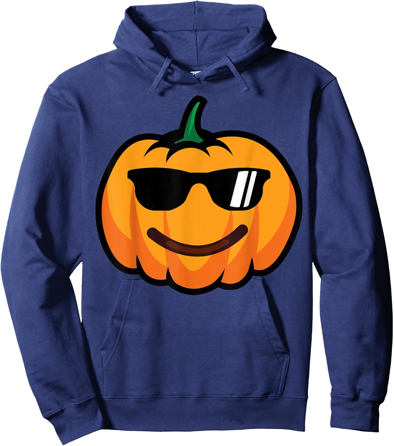 Halloween Pumpkin Smile Face Sunglasses Costume Funny Hoodie - Hoodie | Navy