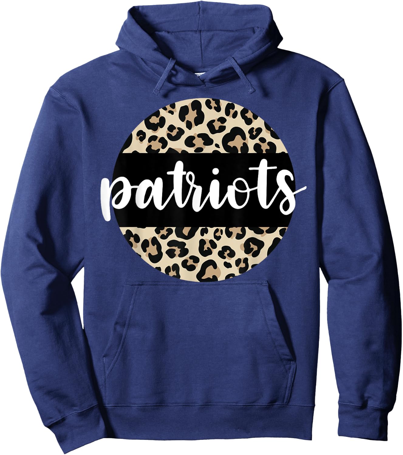 Leopard Print Patriots Team Mascot School Spirit Game Night Hoodie - Hoodie | Navy