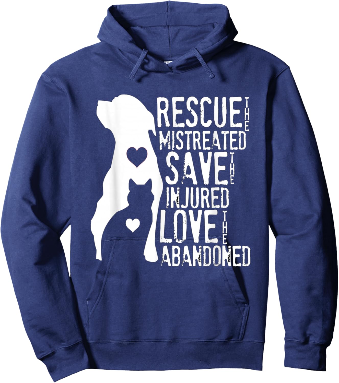 Rescue, Save, Love: Animal Rescue, Dog Lover Cat Lover Shirt Men Women Girls Kids Hoodie - Hoodie | Navy