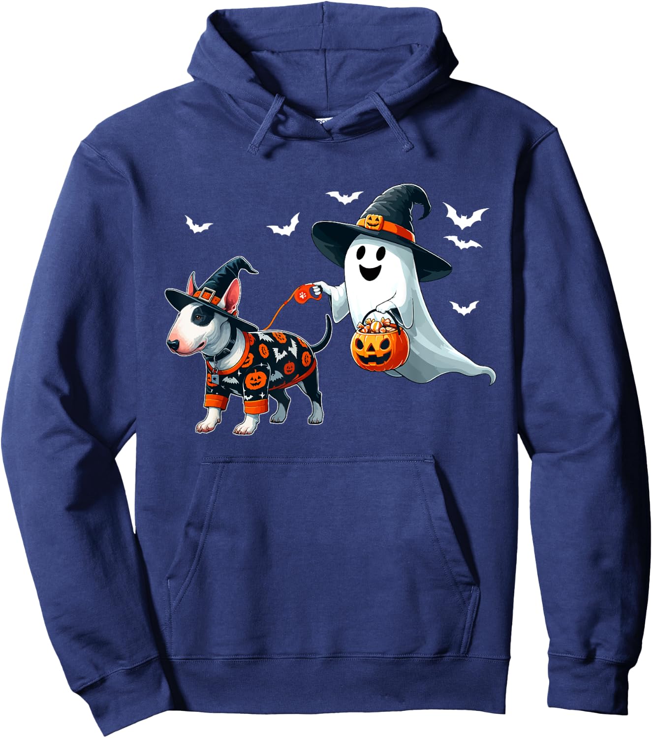 Boo Ghost With Bull Terrier As Witch Halloween Owner Kids Hoodie - Hoodie | Navy