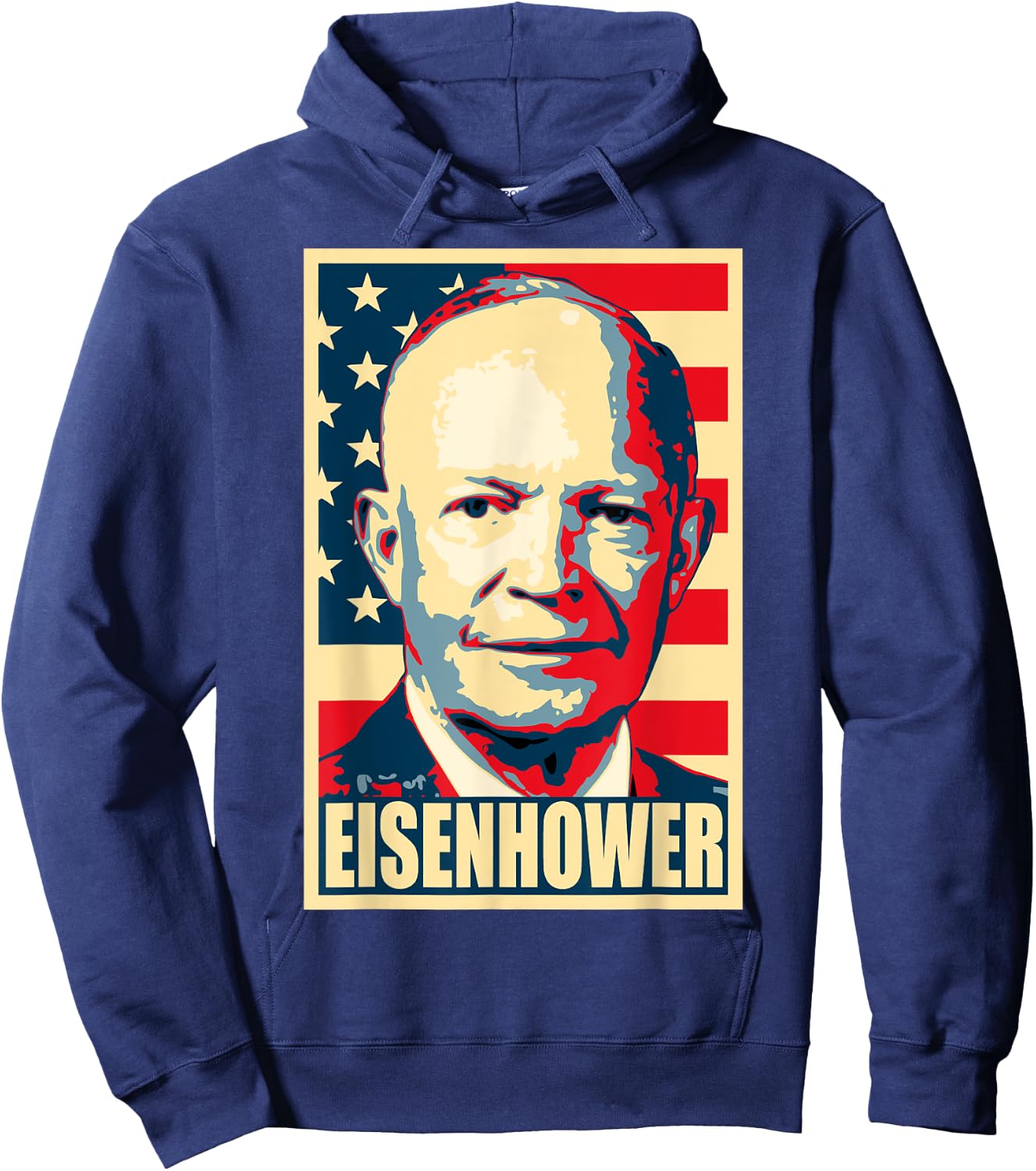 History And Politics Store Dwight D. Eisenhower Propaganda - Black - Small - Short Sleeve - Political Theme Hoodie - Hoodie | Navy