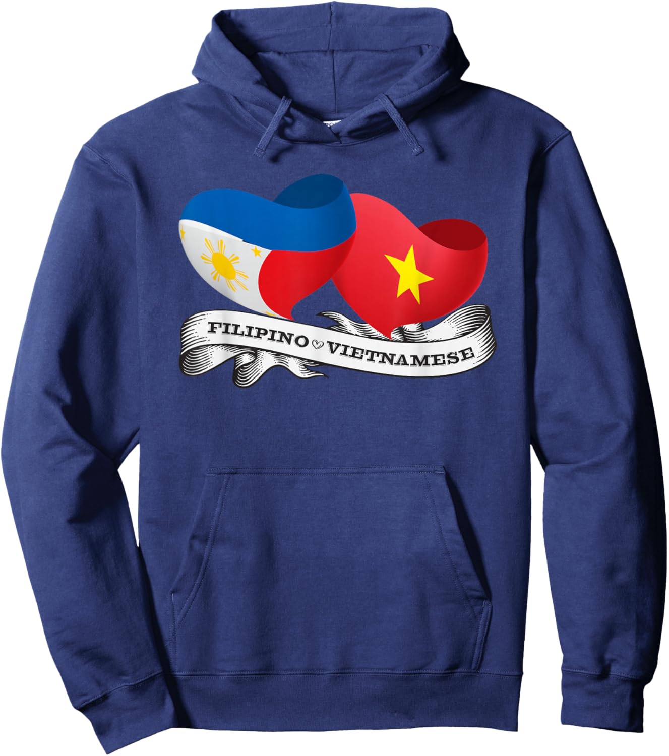Half Filipino, Half Vietnamese heart flag Hoodie - Hoodie | Navy