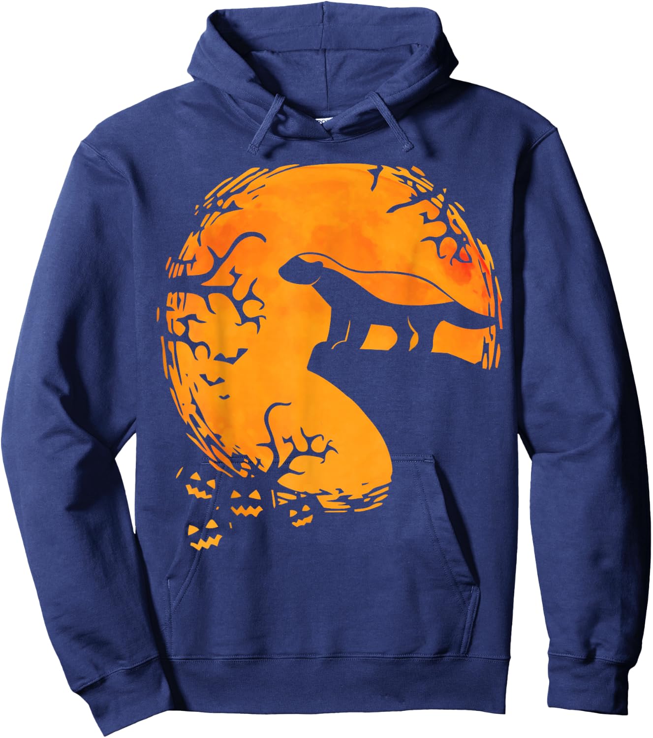 Honey Badger Halloween Moon Silhouette Spooky Honey Badger Hoodie - Hoodie | Navy