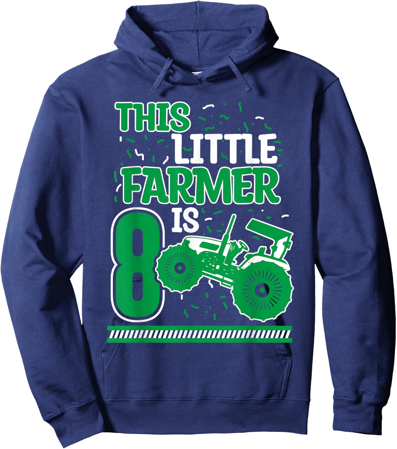 8 Years Old Boy Tractor Little Farmer 8th Birthday Kids Hoodie - Hoodie | Navy