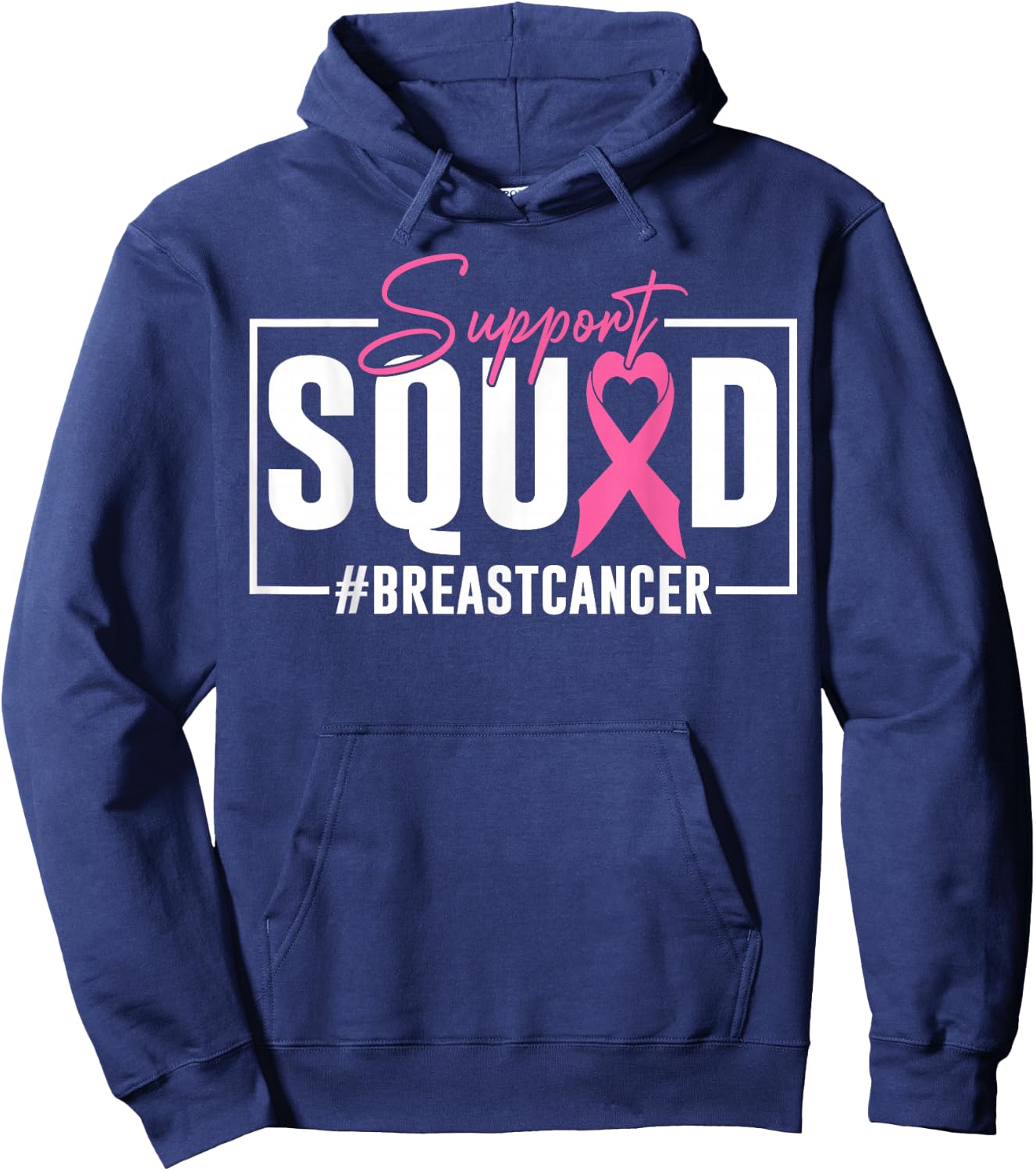 Support Squad Breast Cancer Awareness Pink Ribbon Hoodie - Hoodie | Navy