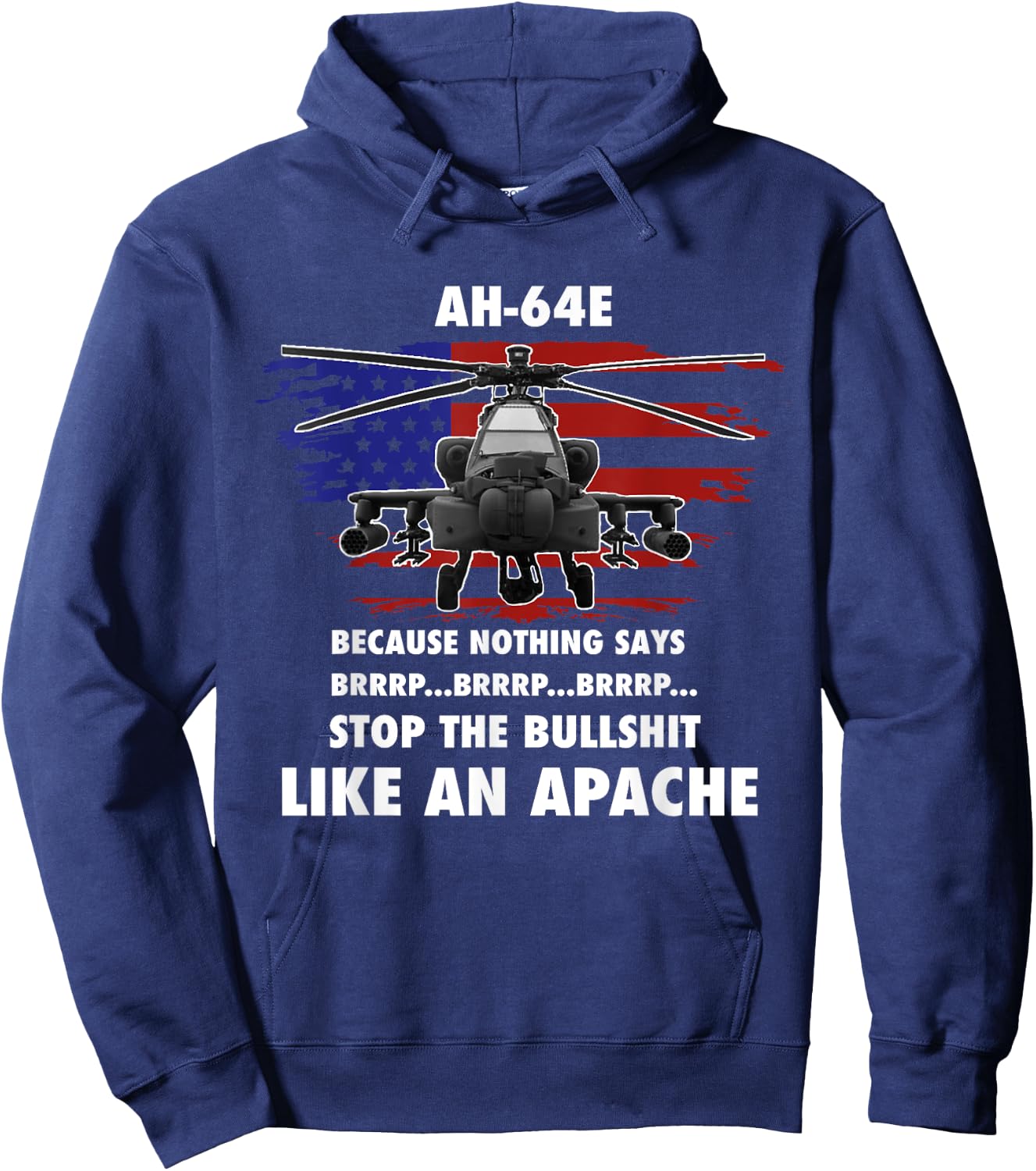 AH-64E Apache Helicopter Military and Veteran Hoodie - Hoodie | Navy
