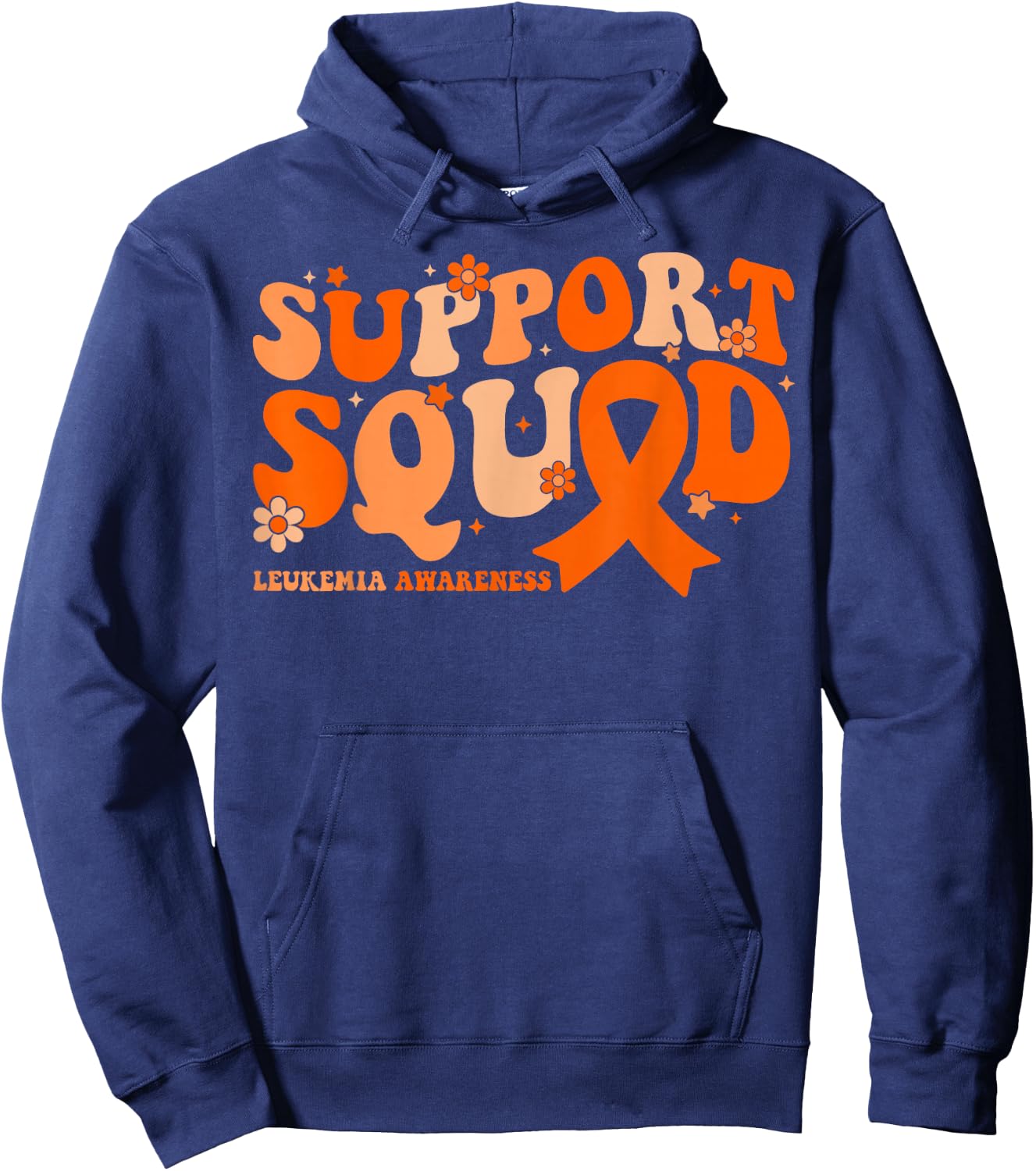 Support Squad Orange Ribbon Leukemia Blood Cancer Awareness Hoodie - Hoodie | Navy