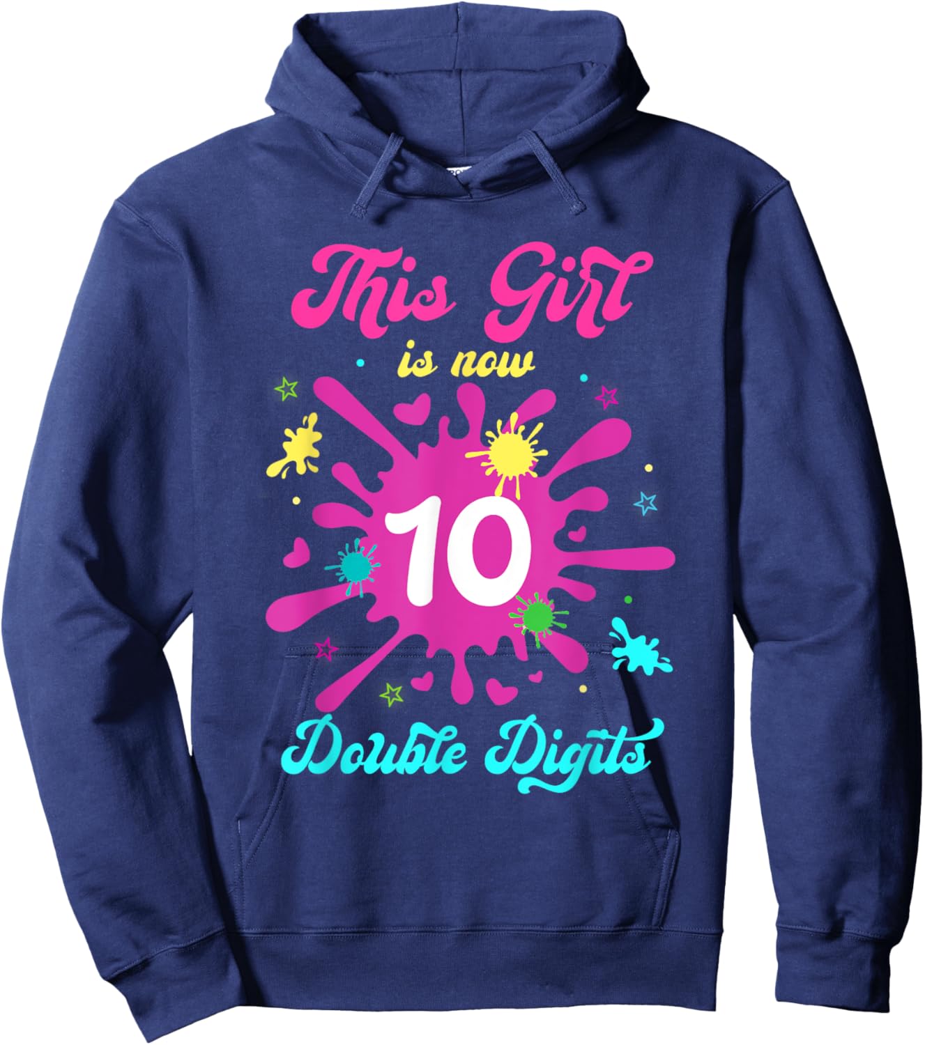 This Girl Is Now Double Digits Birthday Slime 10 Year Old Hoodie - Hoodie | Navy