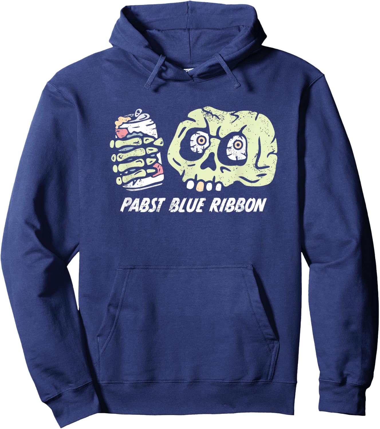 Pabst Blue Ribbon | Halloween Skull Can Hoodie - Hoodie | Navy