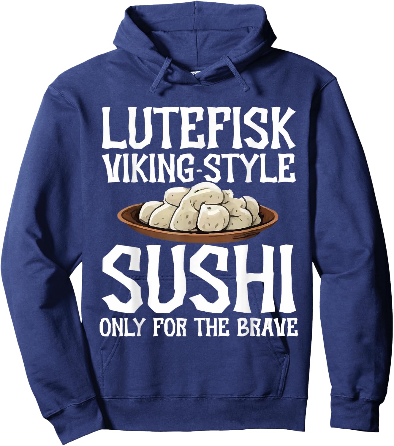 Lutefisk Christmas Fish Original Viking Sushi Funny Lutefisk Hoodie - Hoodie | Navy