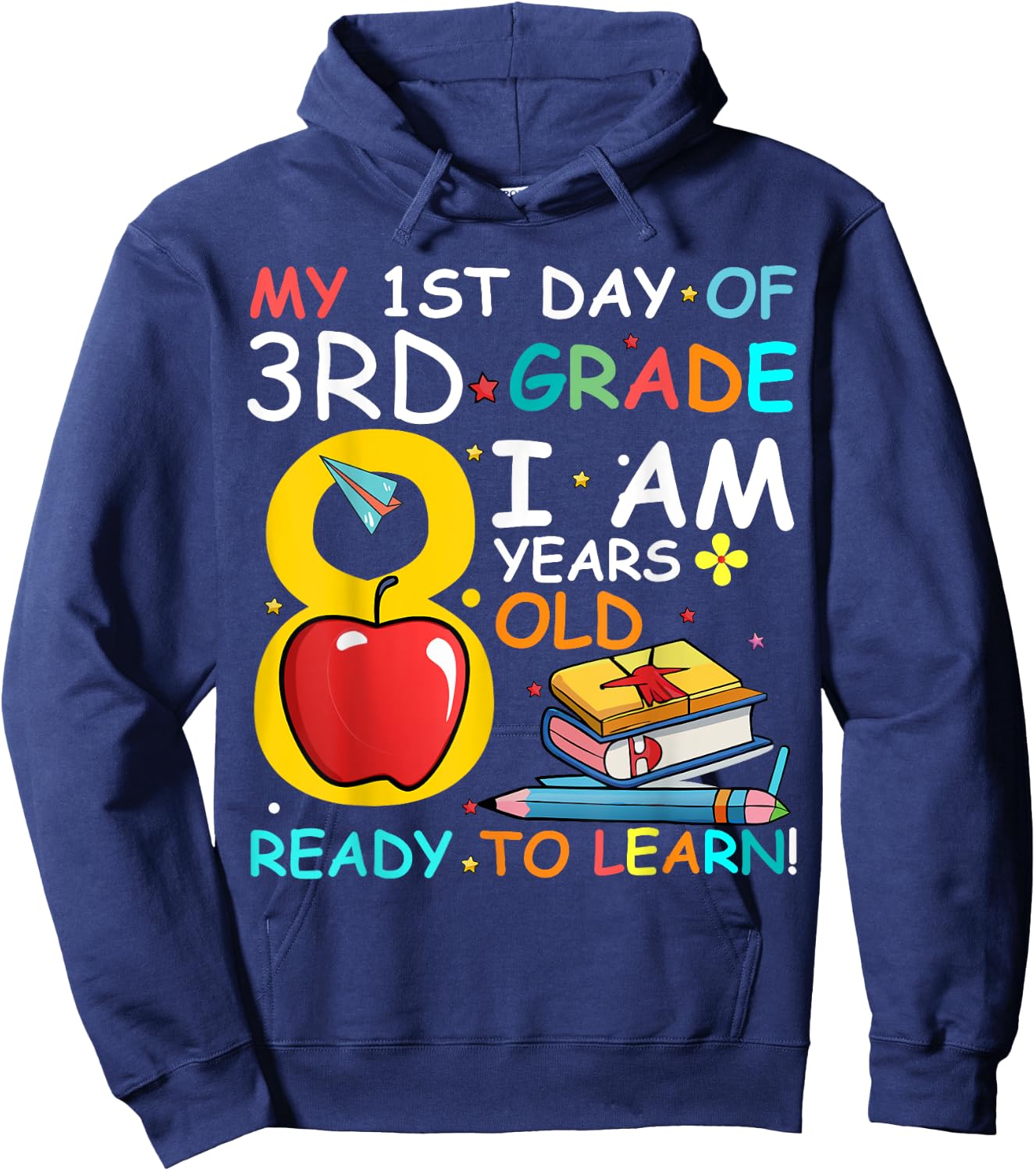 First Day Of 3rd Grade Boys Girls Back To School Hoodie - Hoodie | Navy