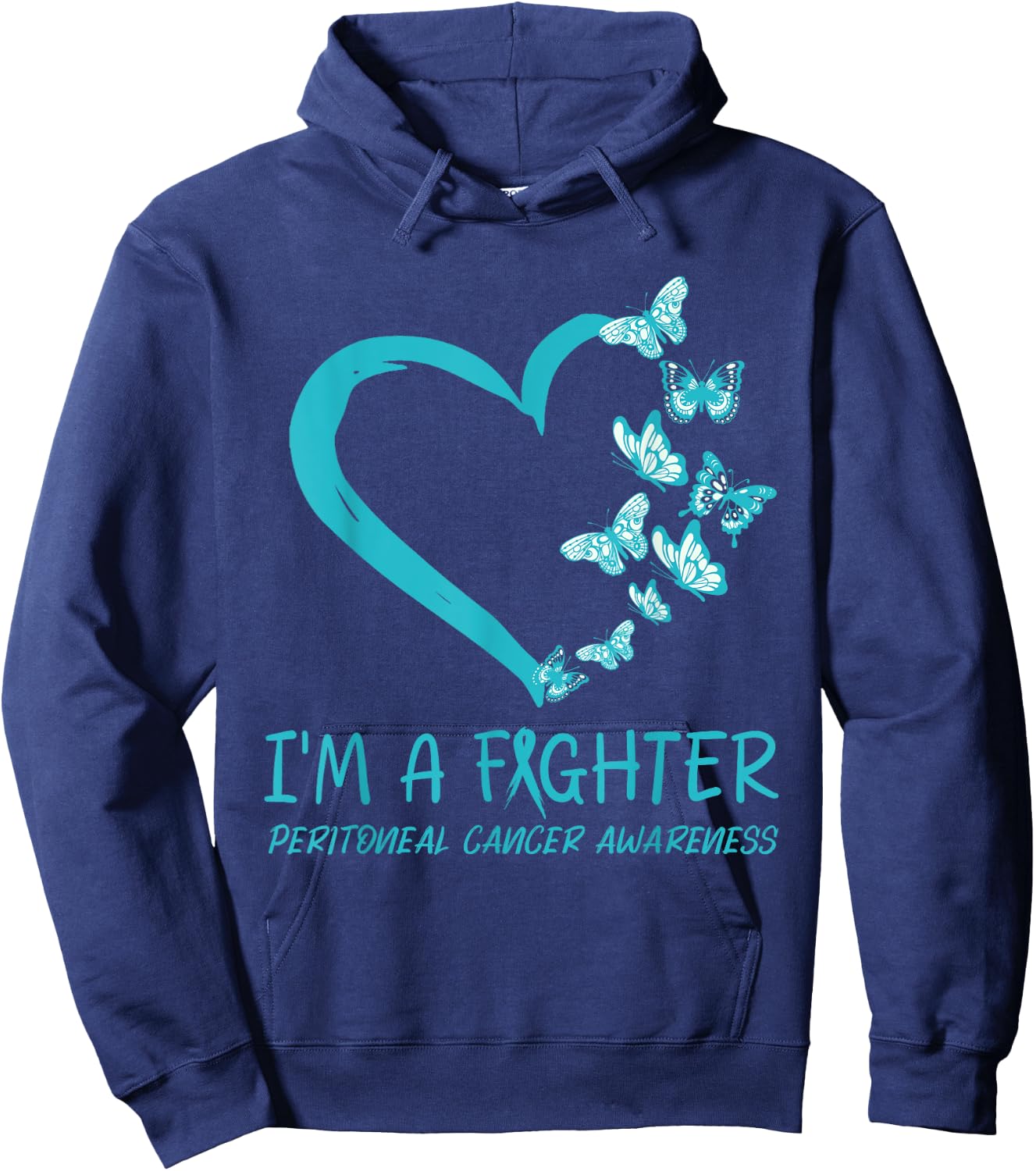 I’m A Fighter PERITONEAL CANCER beautiful Heart butterflies Hoodie - Hoodie | Navy