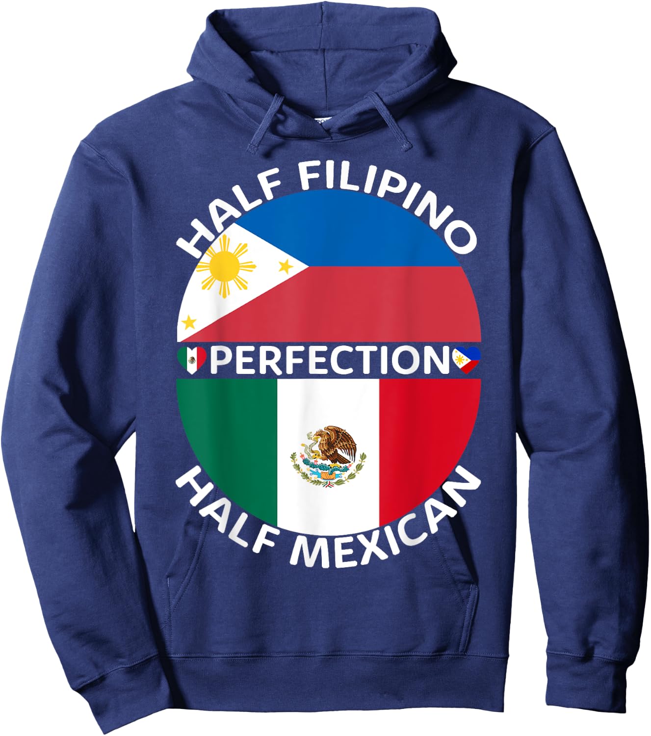 Half Filipino Half Mexican Philippines Mexico Flag Roots Men Hoodie - Hoodie | Navy