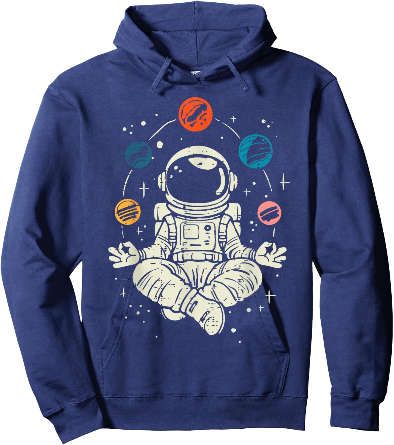 Meditating Astronaut Planets Space Yoga Lotus Kids Men Women Hoodie - Hoodie | Navy