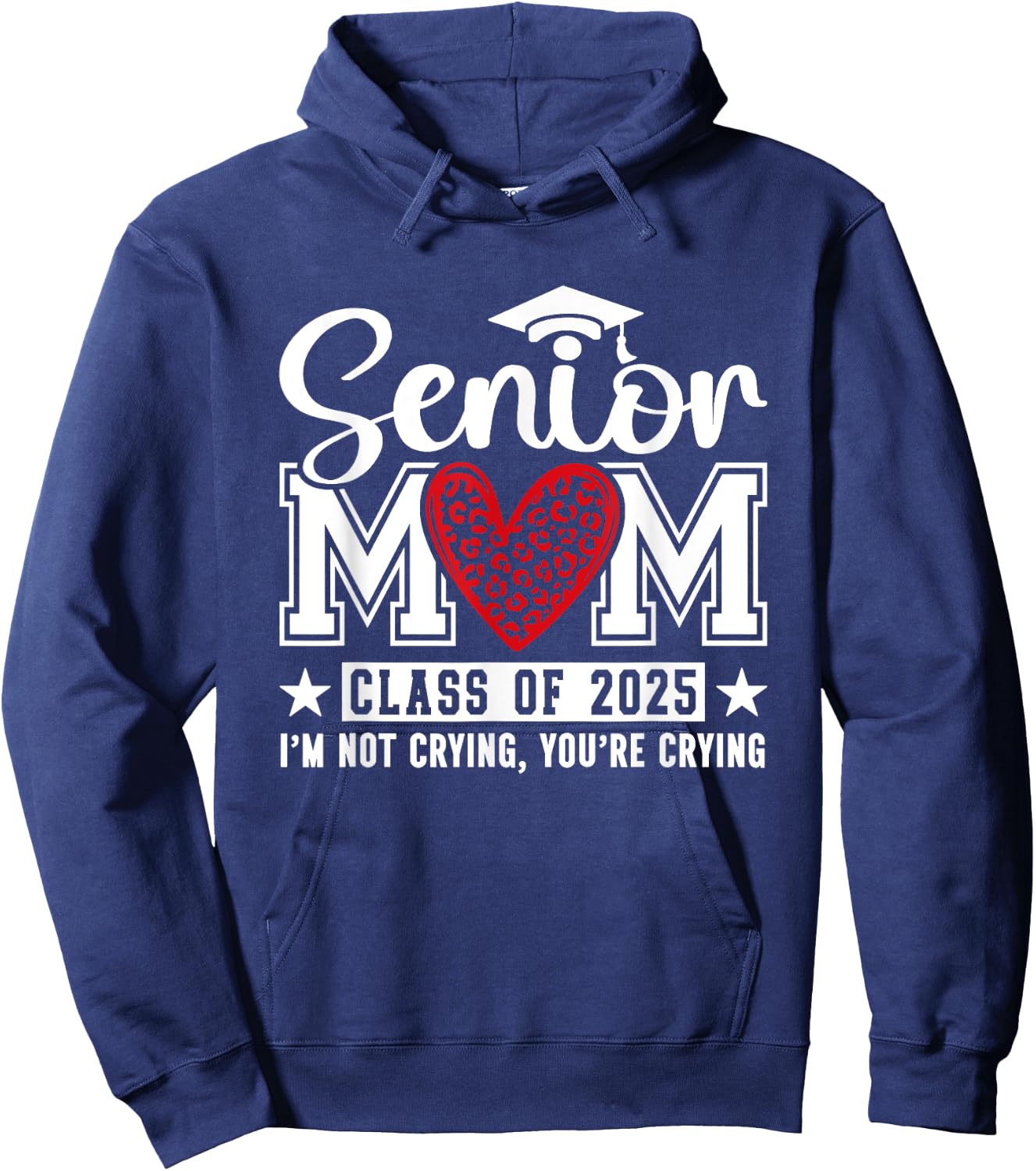 Senior Mom Class Of 2025 Senior Mama 2025 Graduation Leopard Hoodie - Hoodie | Navy