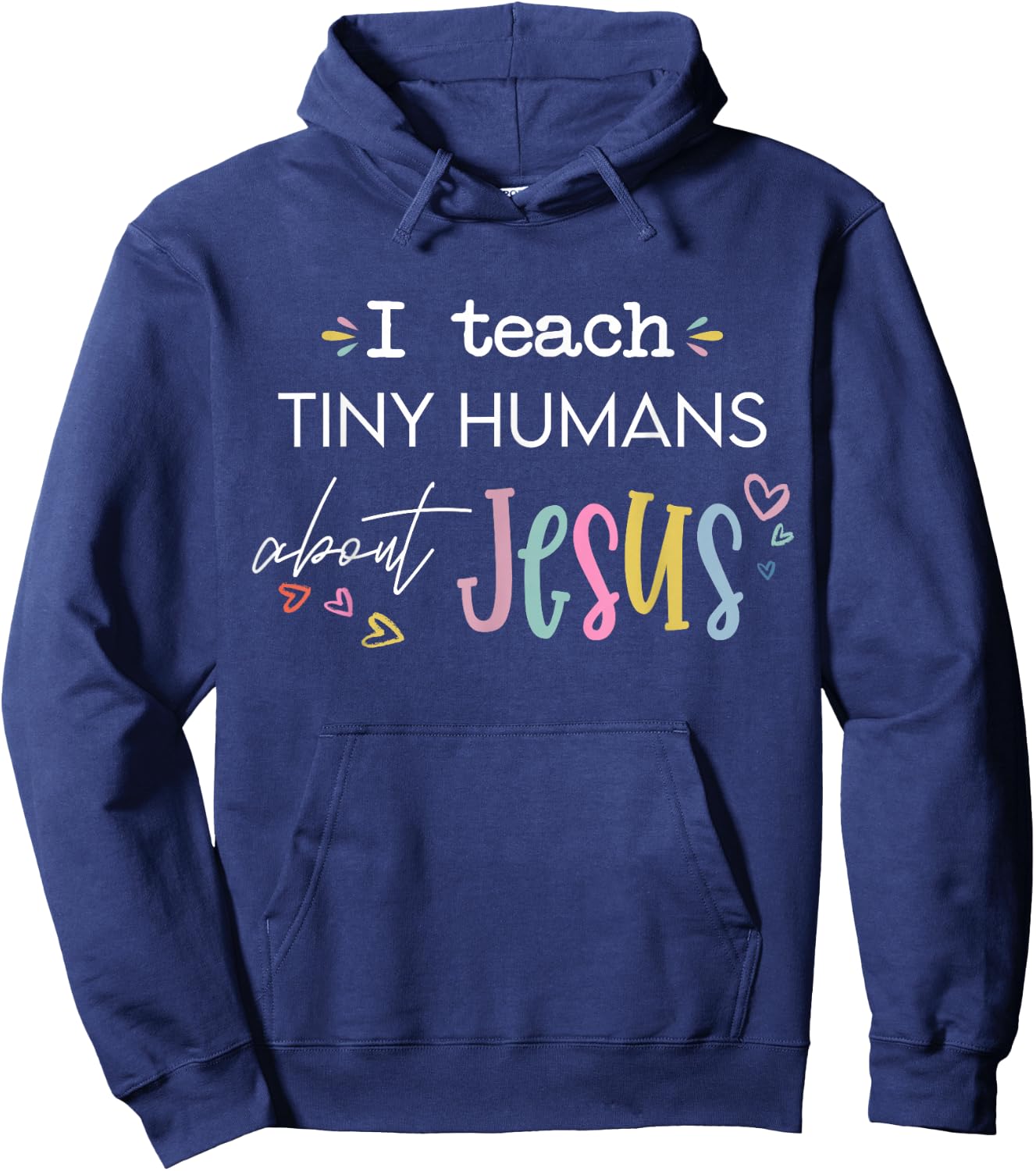 Retro I Teach Tiny Humans About Jesus Christian Teacher Hoodie - Hoodie | Navy