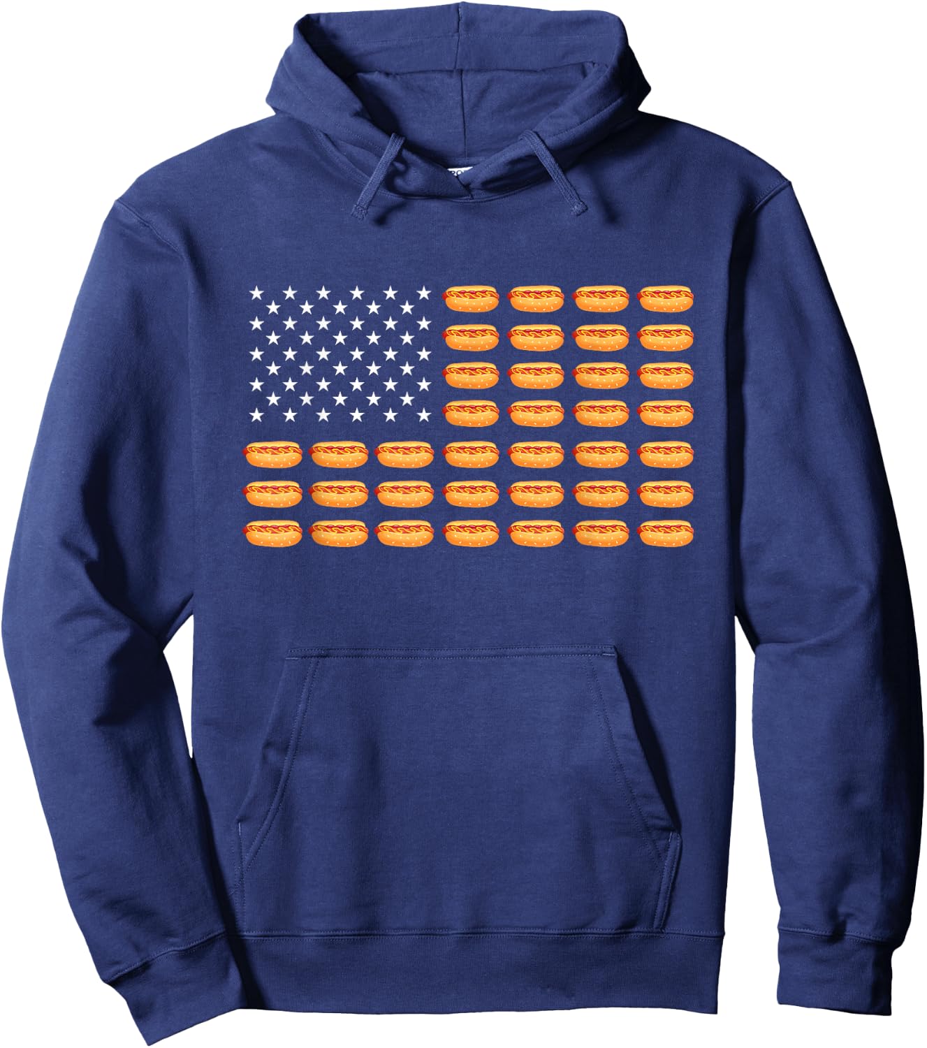 Hot Dog American Flag - Hot Dog Lover Fast Food Wiener Hoodie - Hoodie | Navy