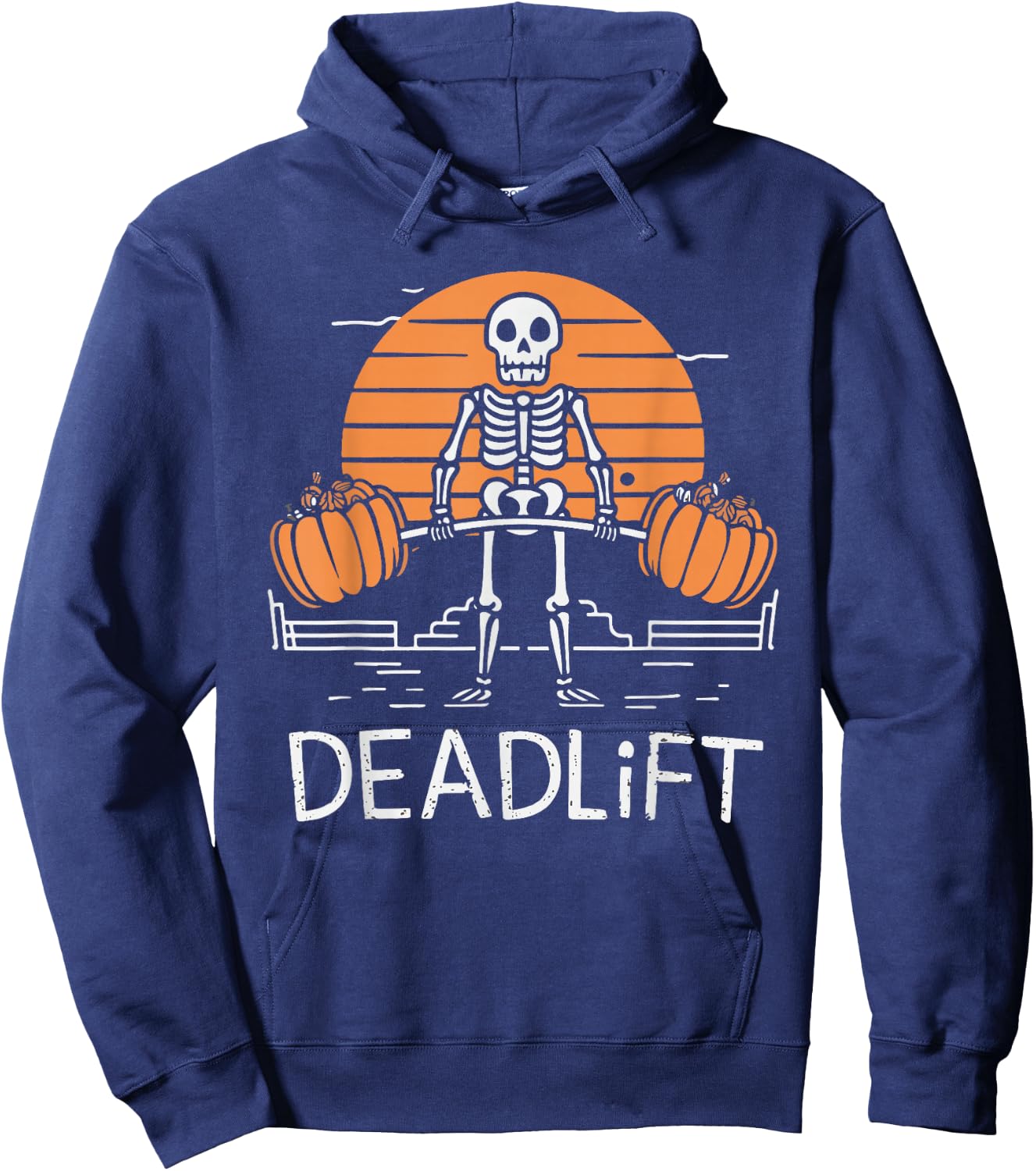 Skeleton Deadlift Spooky Weightlifting Workout Hoodie - Hoodie | Navy