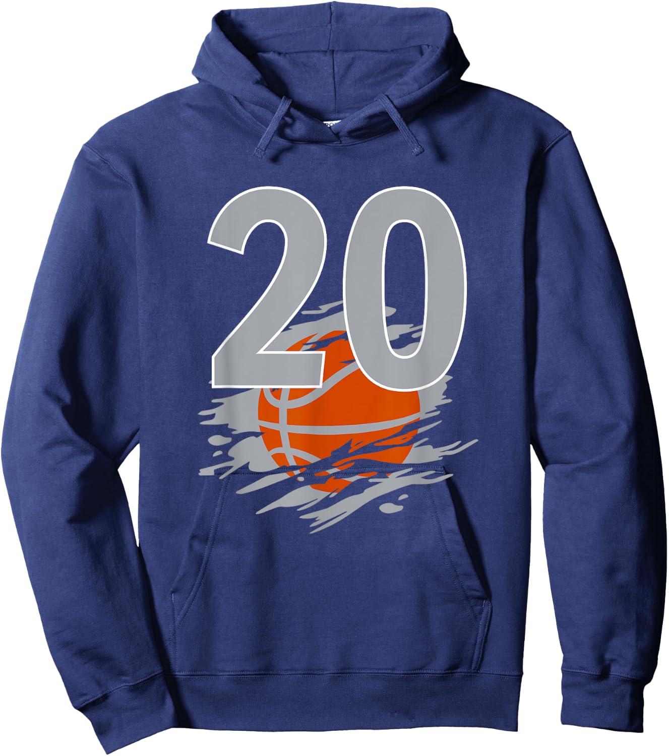 Jersey #20 Black White Basketball Team Number 20 Silver Hoodie - Hoodie | Navy