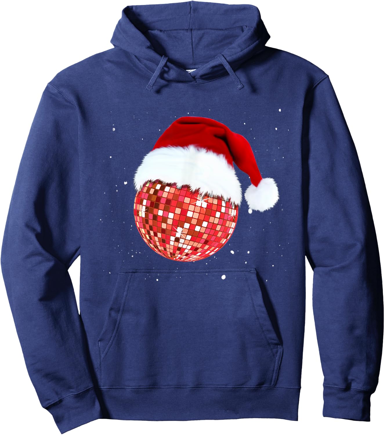 Disco Ball Santa Hat Christmas Funky Soul Music Lovers Hoodie - Hoodie | Navy