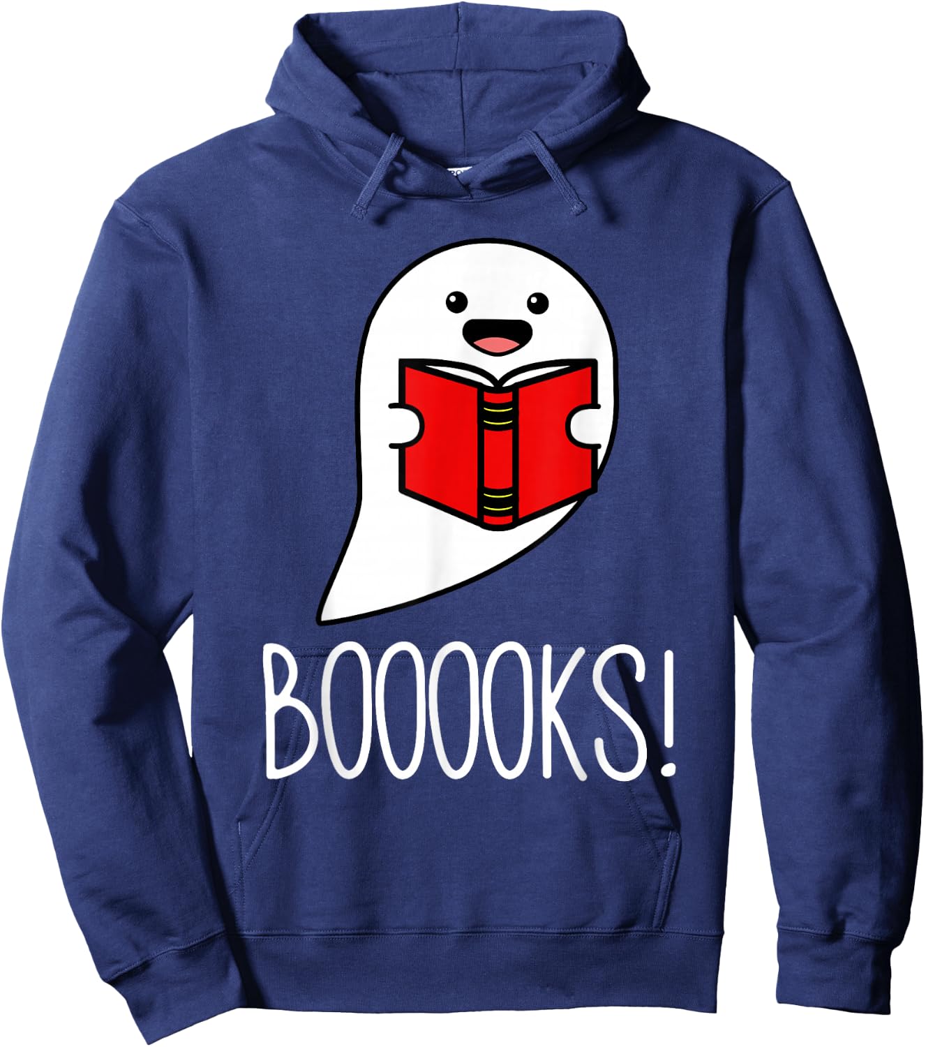 Booooks Funny Halloween Reading Teacher Ghost Librarian Hoodie - Hoodie | Navy