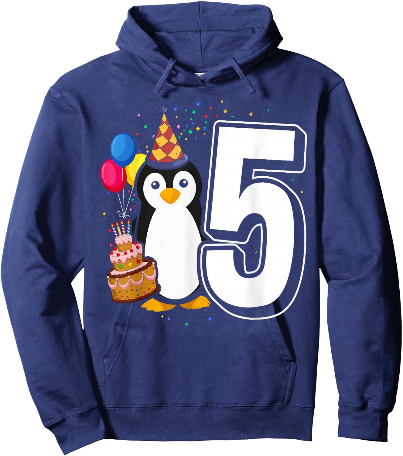 Kids Penguin Birthday 5 Penguin 5th Birthday Outfit Penguin Hoodie - Hoodie | Navy