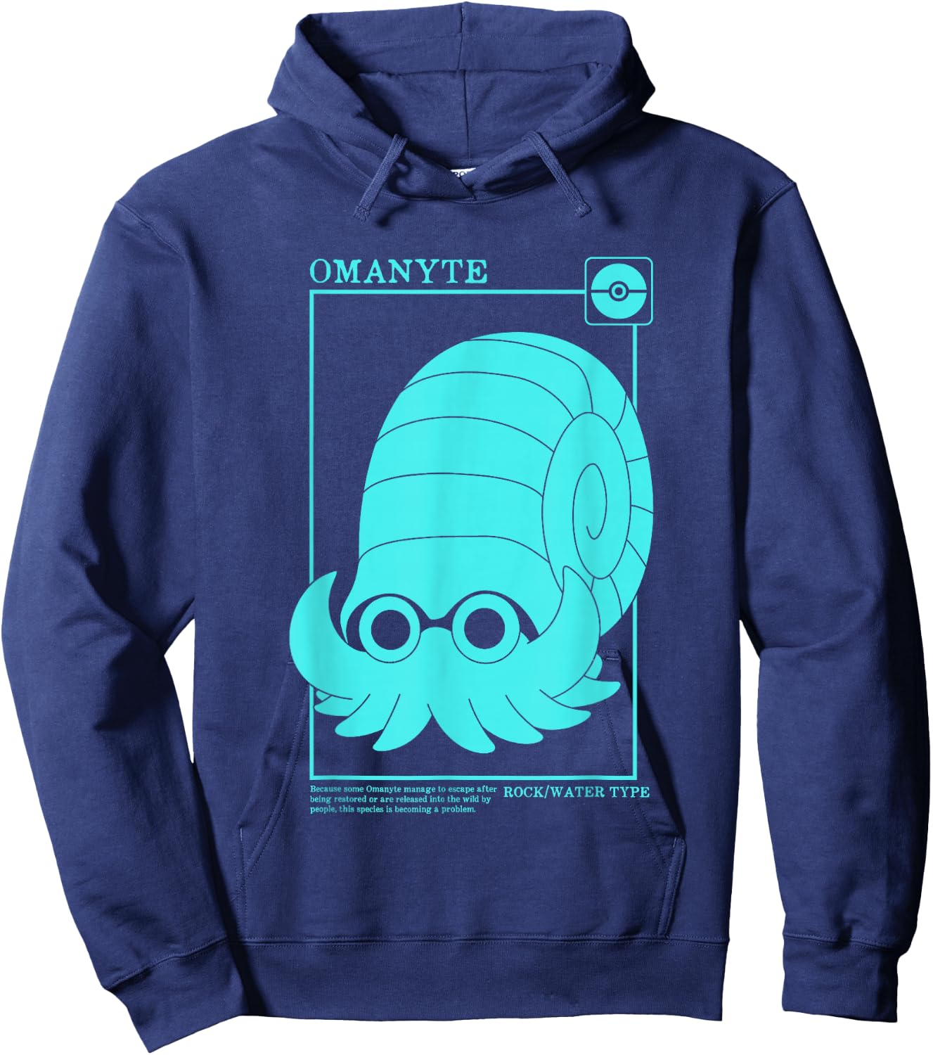 Pokémon Iconic Omanyte Description Card Big Chest Logo Hoodie - Hoodie | Navy