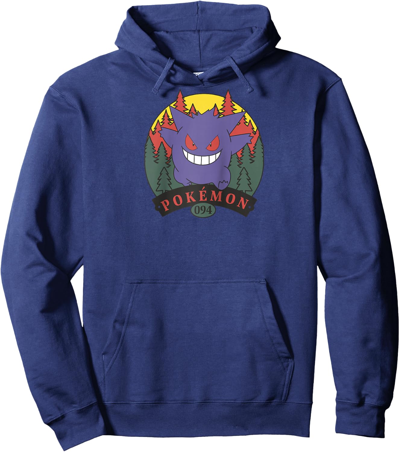 Pokémon 094 Gengar Outdoor Adventure Forest Park Badge Raglan Baseball Hoodie - Hoodie | Navy