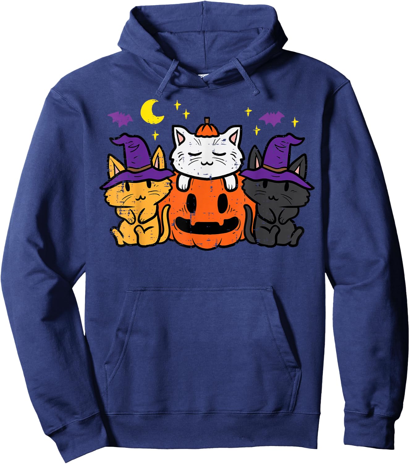 Halloween Cats Pumpkin Kitten Costume Girls Kids Youth Women Hoodie - Hoodie | Navy