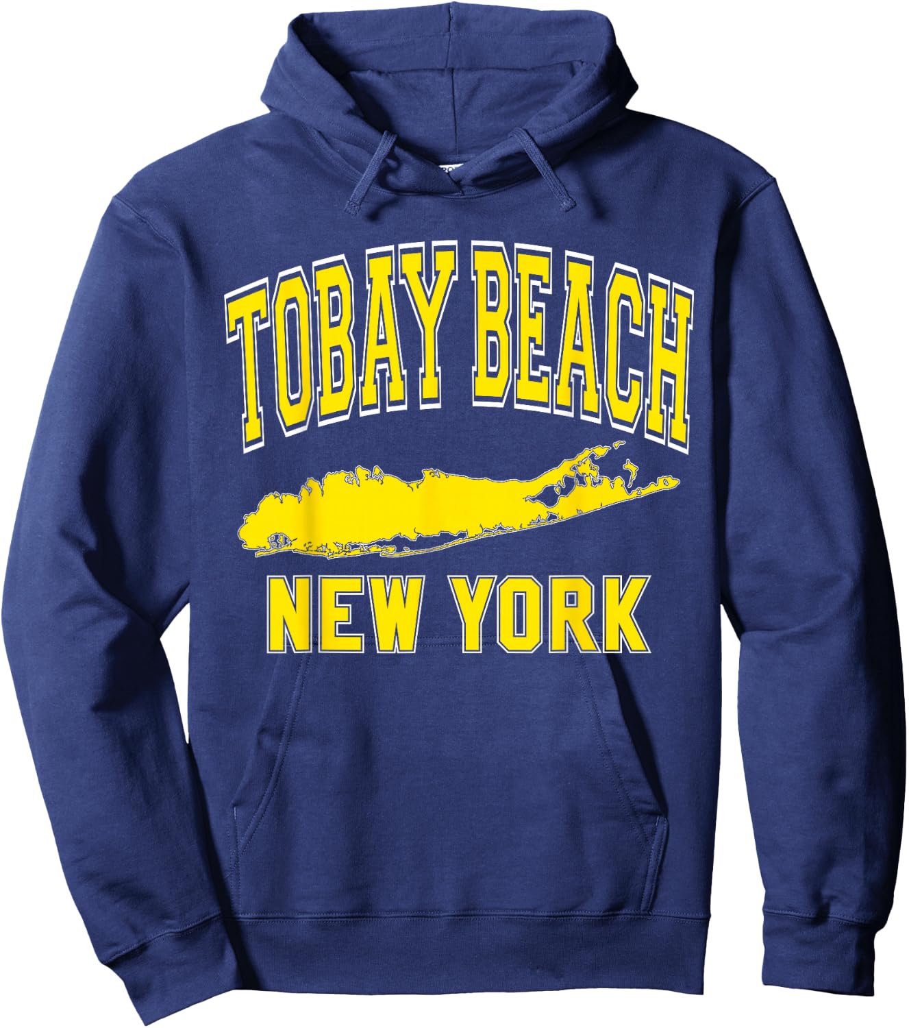 Tobay Beach New York Text Long Island Yellow Print Hoodie - Hoodie | Navy