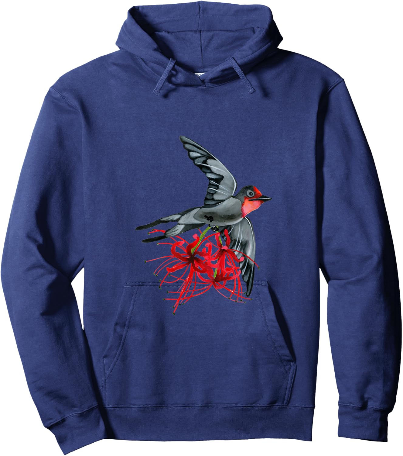 Swallowtail in flight with red spider lilies bird wings air Hoodie - Hoodie | Navy