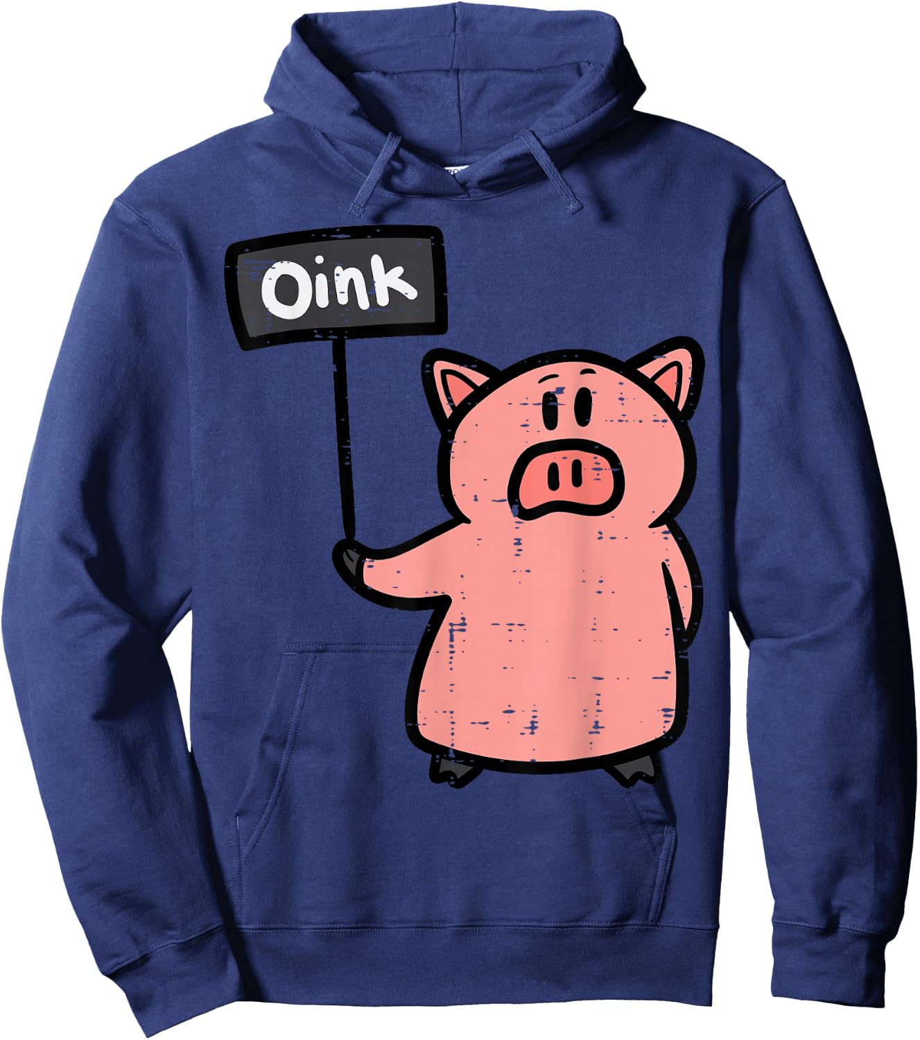 Pig Oink Sign Funny Hog Swine Farm Animal Men Women Kids Hoodie - Hoodie | Navy