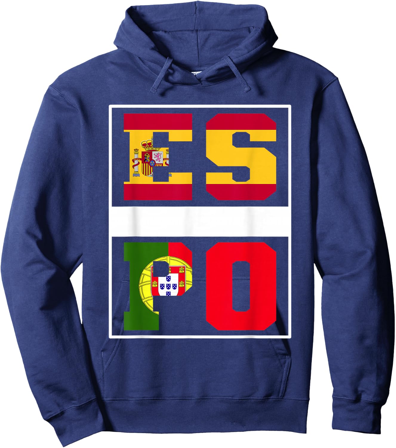Half Portuguese half Spanish Mixed Heritage Portugal Spain Hoodie - Hoodie | Navy