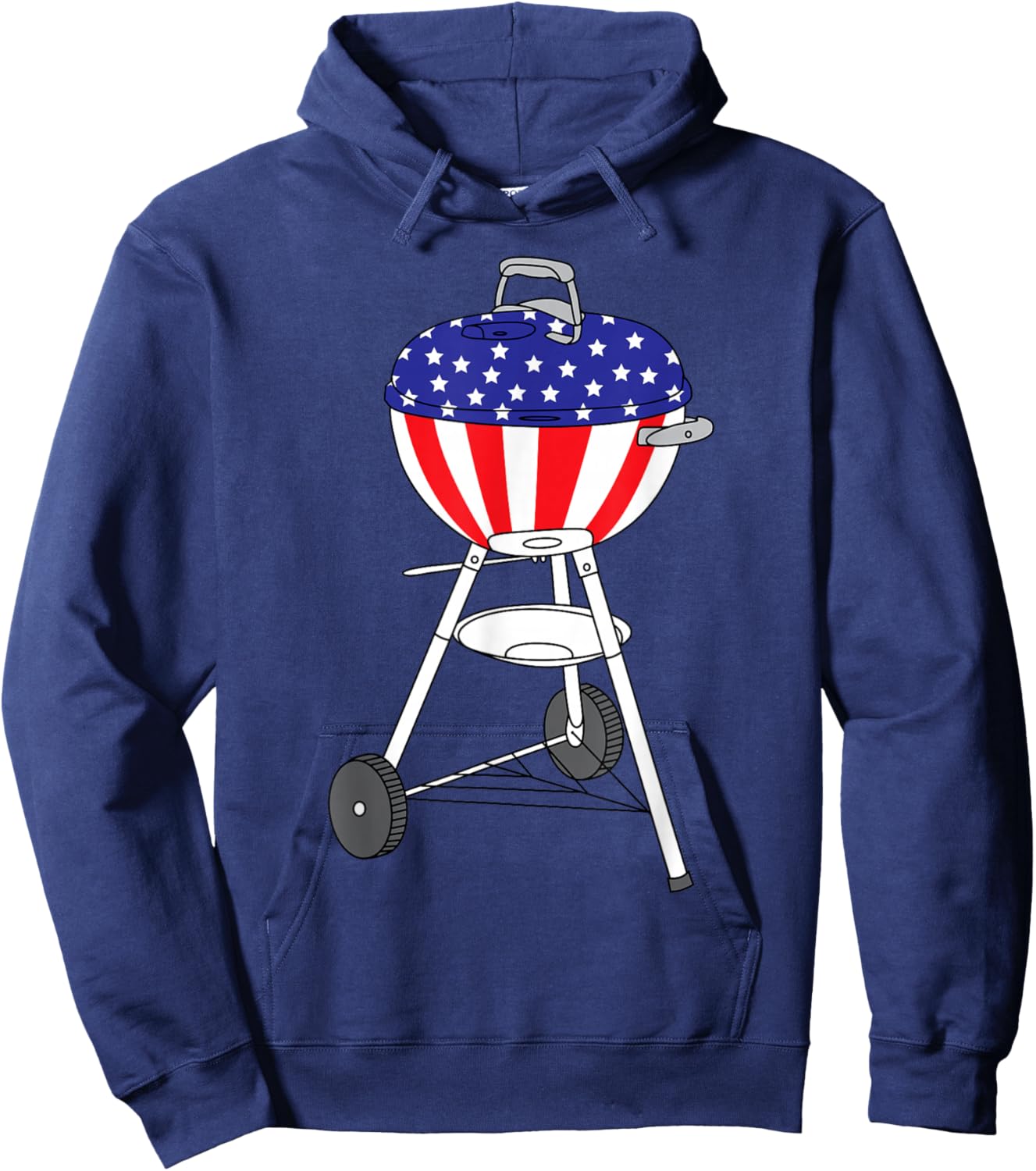 USA Charcoal Kettle Grill Shirt | July 4th Grill Gift Hoodie - Hoodie | Navy