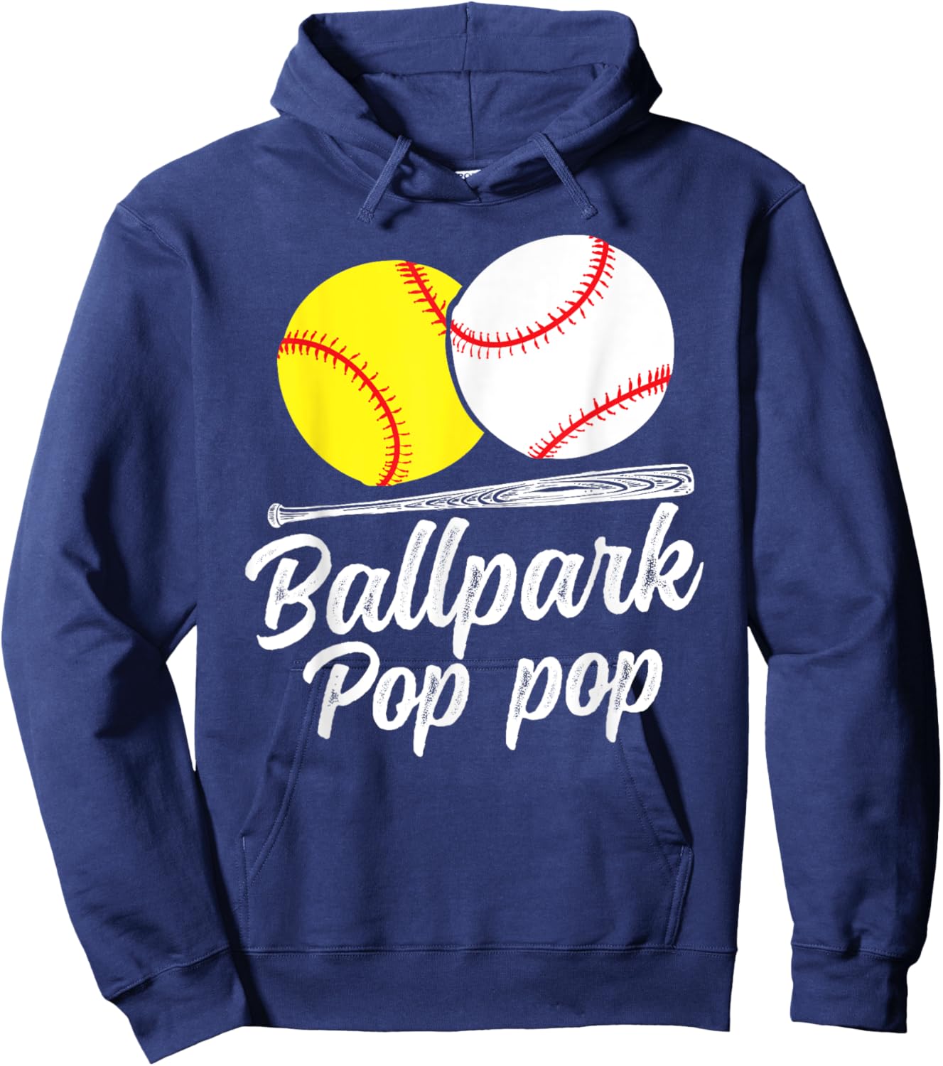 Ballpark Pop Pop Softball Baseball Pop Pop Grandpa Hoodie - Hoodie | Navy