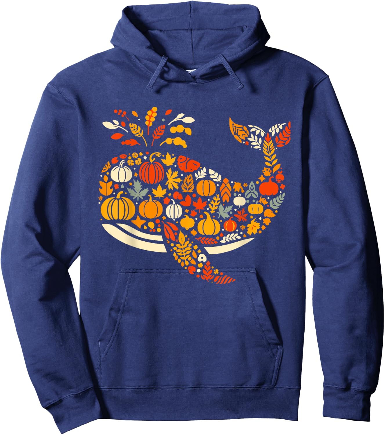 Autumn Pumpkin Fall Whale Thanksgiving Kids Hoodie - Hoodie | Navy