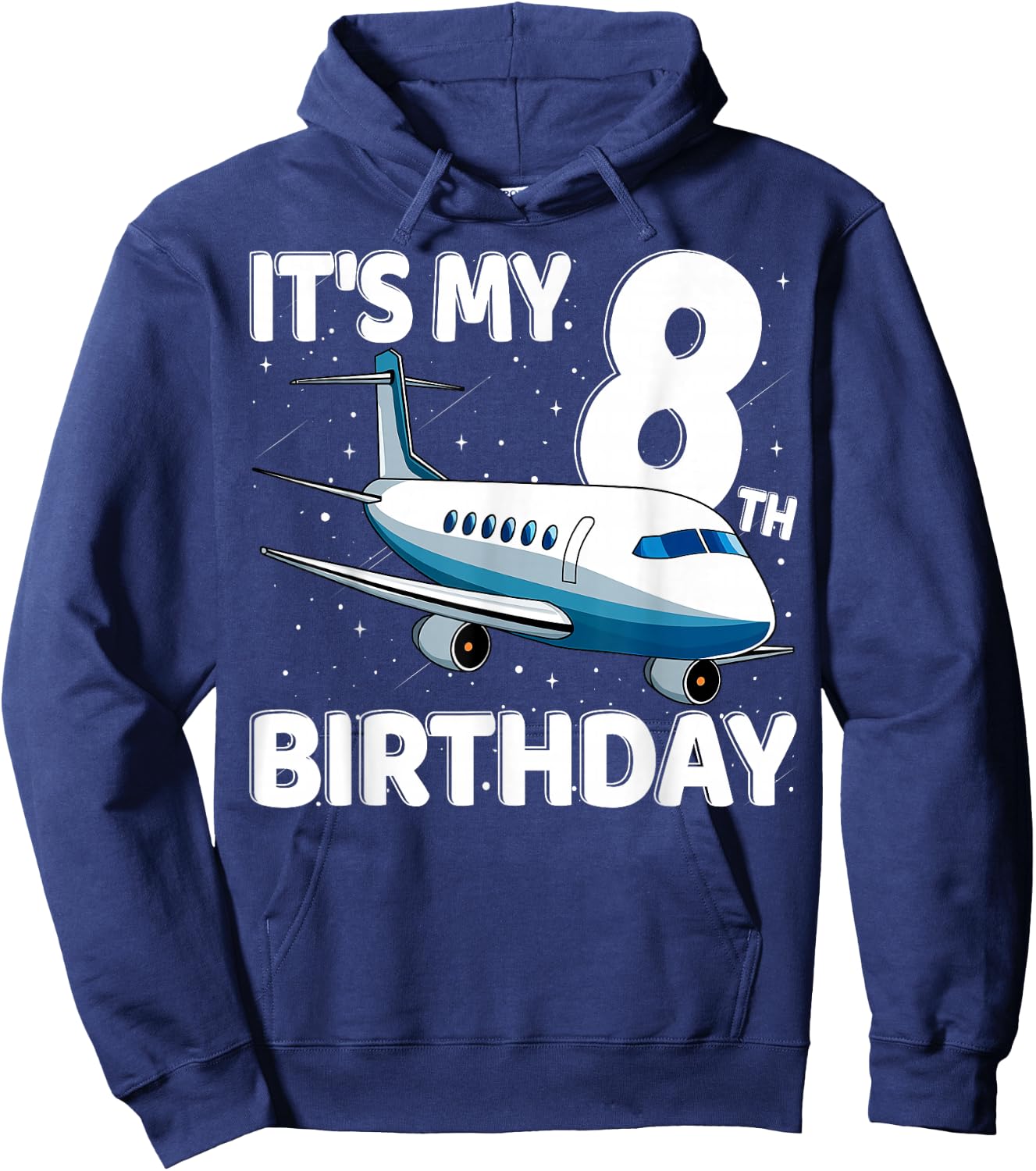 It's My 8th Birthday Airplane 8 year old Birthday Boy Girl Hoodie - Hoodie | Navy
