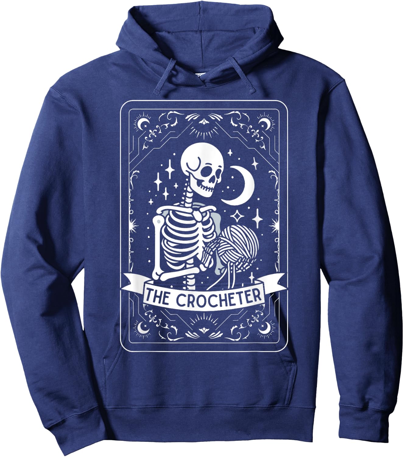 Skeleton The Crocheter Tarot Card Knitter Crochet Lover Hoodie - Hoodie | Navy
