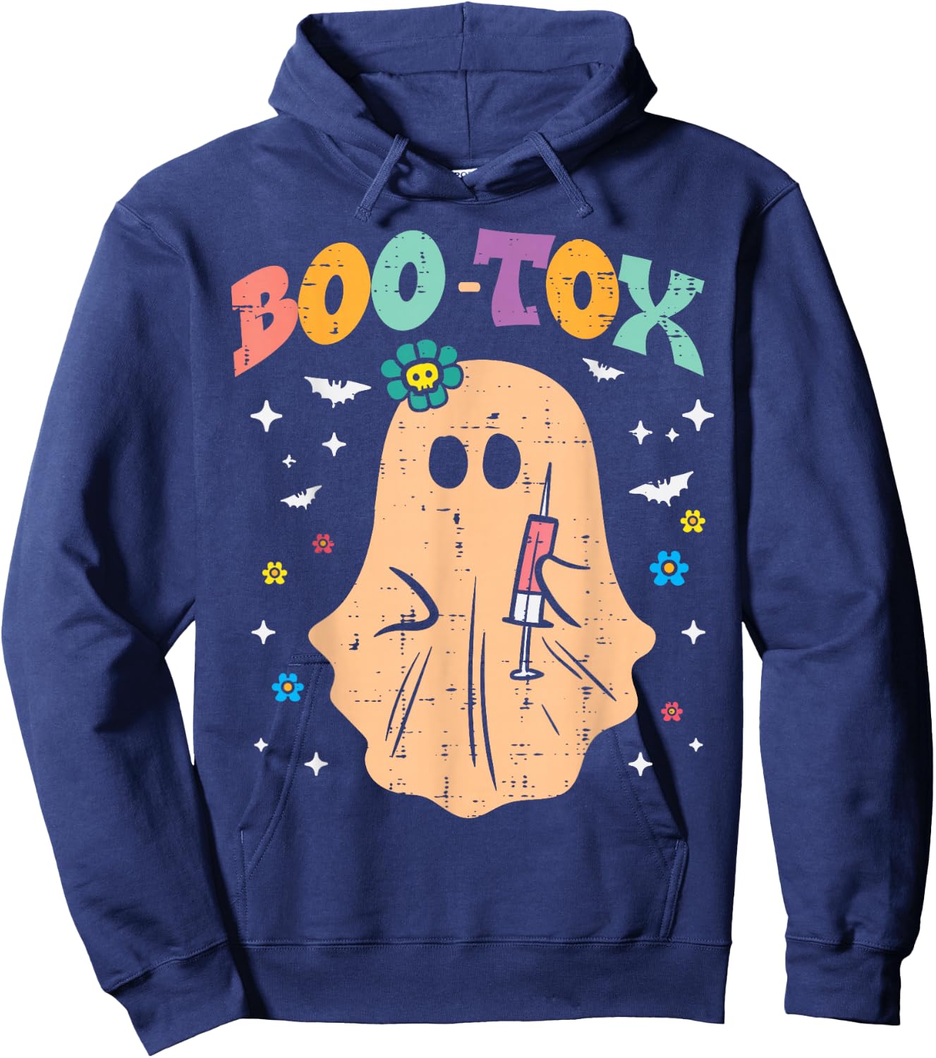 Halloween Botox Ghost Boo Tox Retro Costume Groovy Women Hoodie - Hoodie | Navy