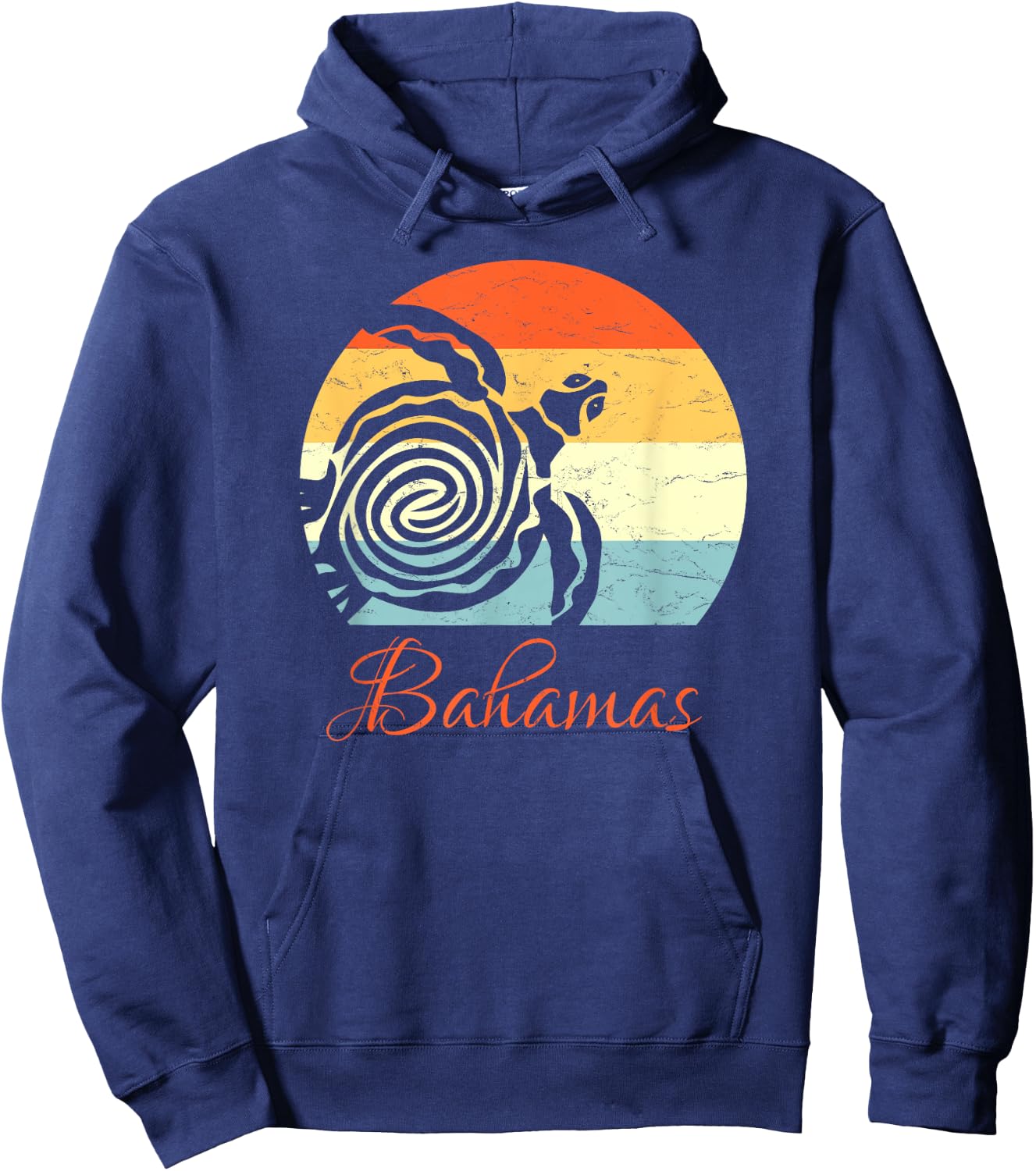 Bahamas Vintage Retro Throwback Sea Turtle Vacation Hoodie - Hoodie | Navy