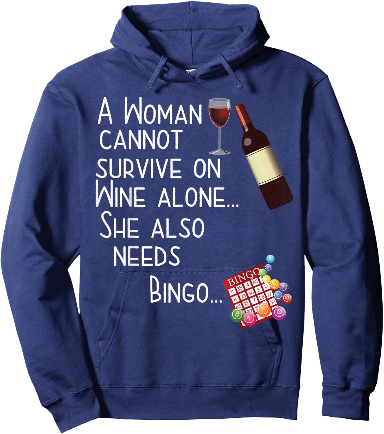 Wine & Bingo T Shirt Hoodie - Hoodie | Navy