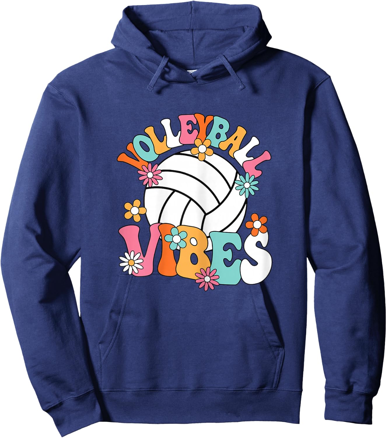 Volleyball Vibes Cute Volleyball Player Groovy Women Girls Hoodie - Hoodie | Navy