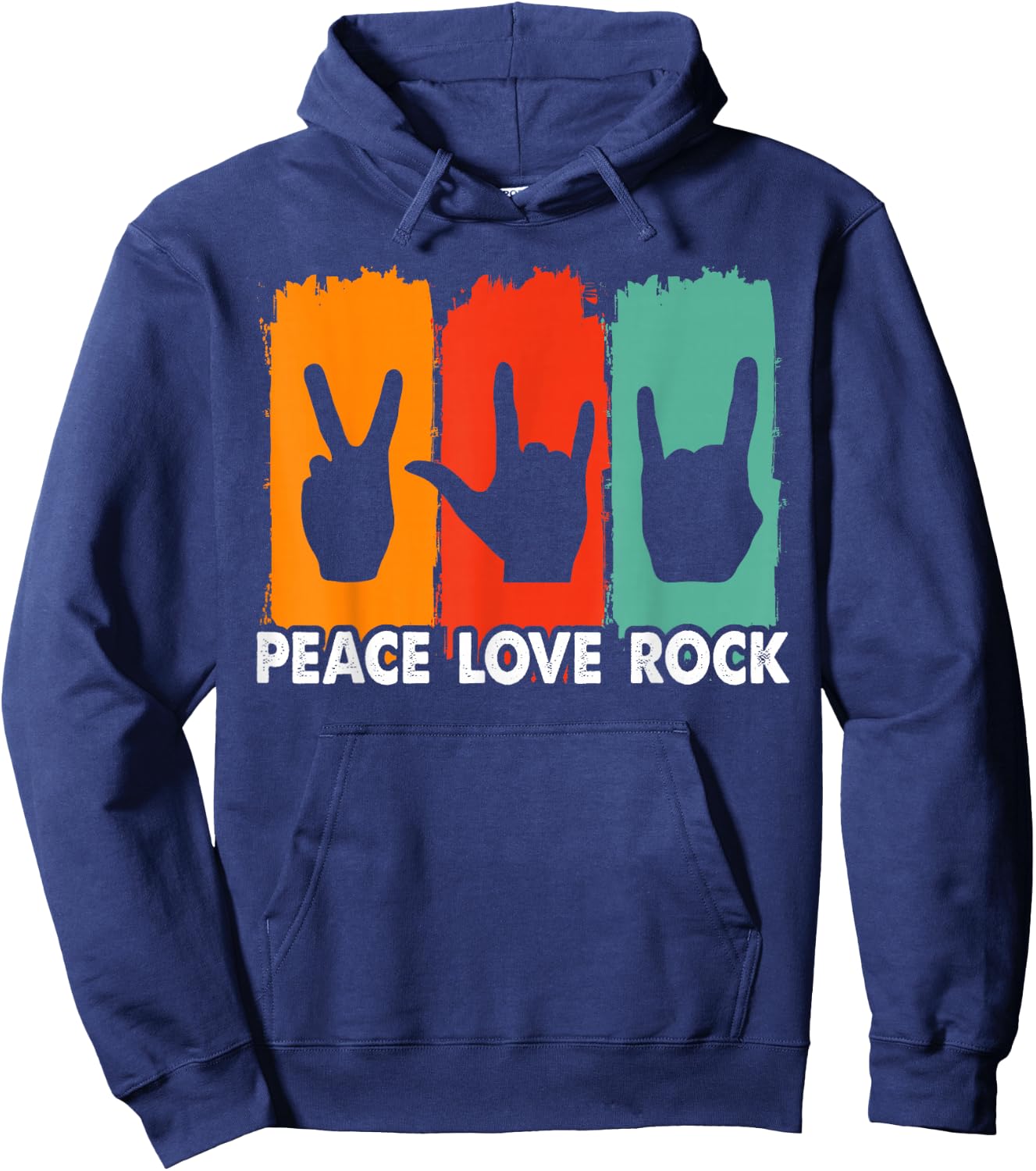 Classic Peace Love Rock Vintage Concert Band Rock Music Hoodie - Hoodie | Navy
