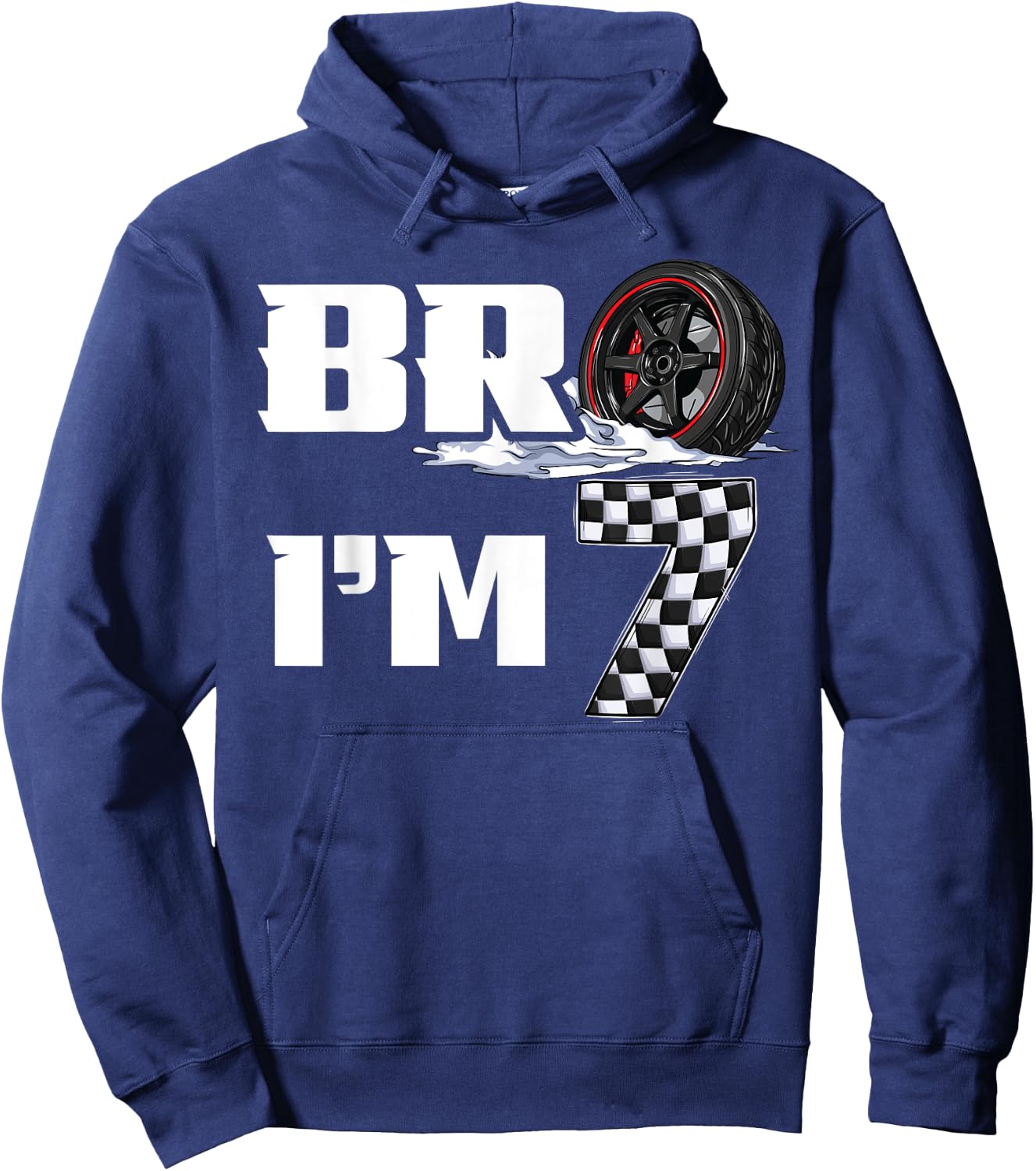 7th Birthday Boy pit crew Bro I’m 7 Year Old race car racing Hoodie - Hoodie | Navy