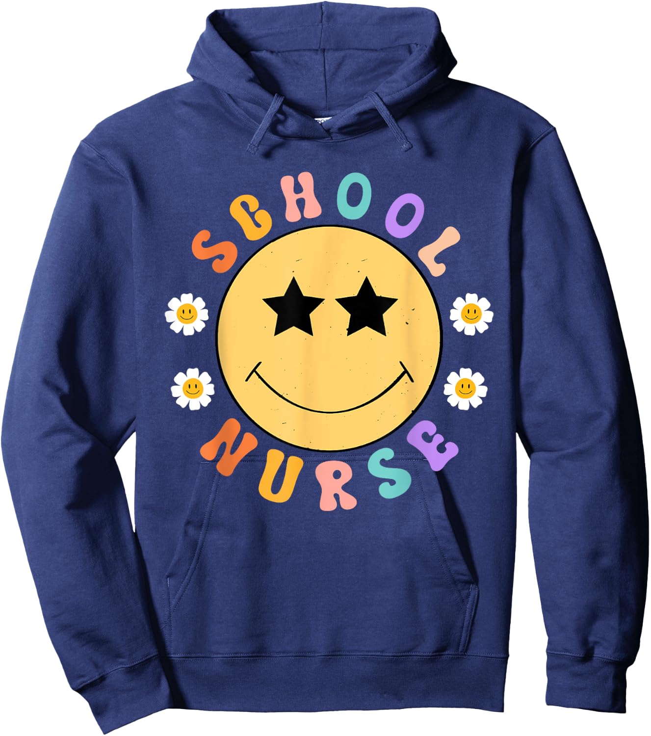 Retro School Nurse Smile Face Appreciation Nursing Nurse Day Hoodie - Hoodie | Navy
